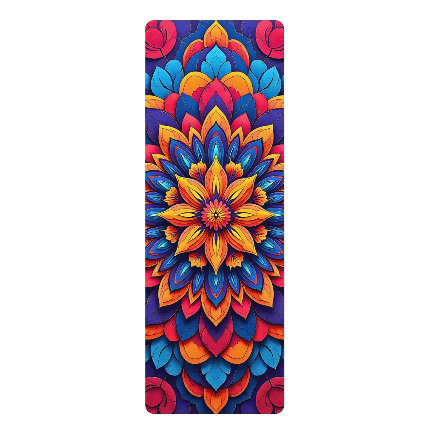 Mandala Rubber Yoga Mat: Non-Slip Suede Top & Natural Rubber Bottom, Colorful Lotus Design, 24×70" Cushioning for Yoga, Pilates, Meditation