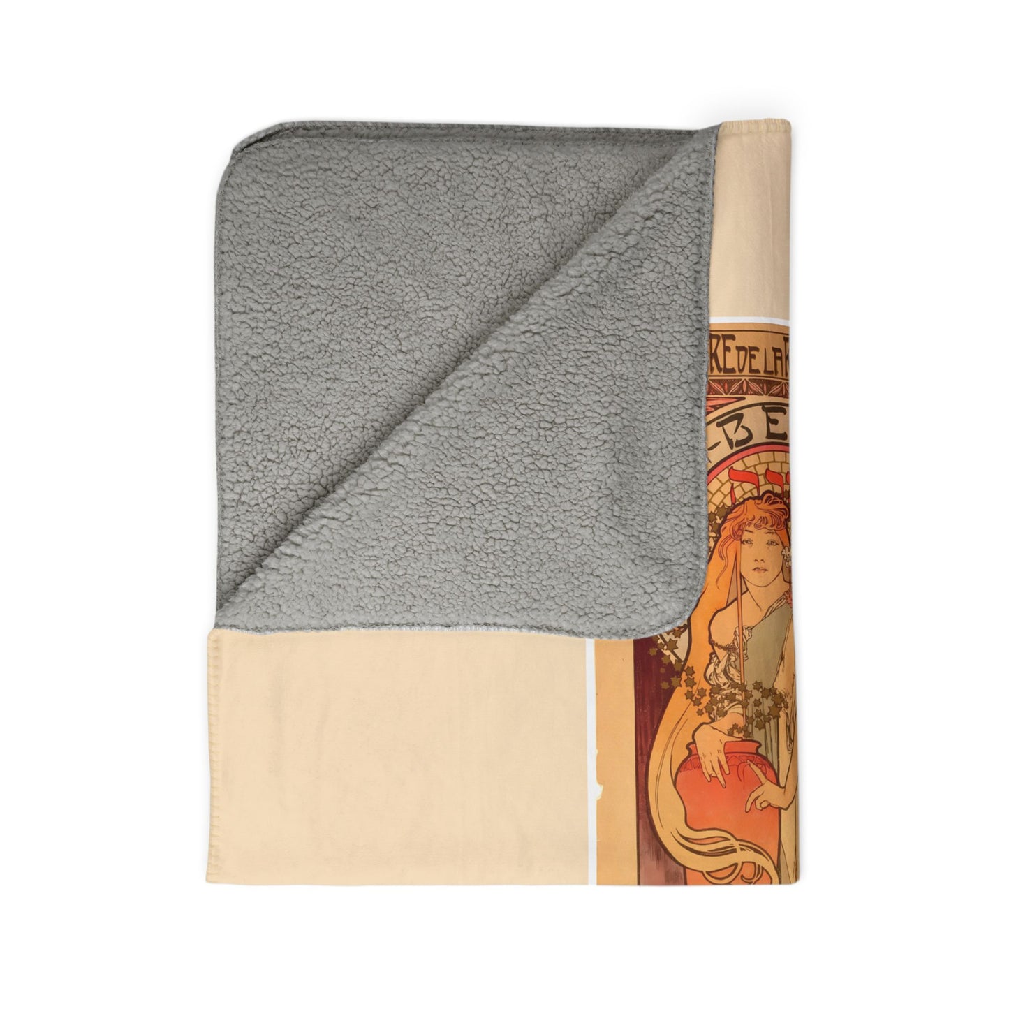 Fleece Sherpa Blanket: 1897 La Samaritaine, Sarah Bernhardt, by A. Mucha, Cozy Vintage Throw, Art Nouveau, Perfect Gift for Art Lovers