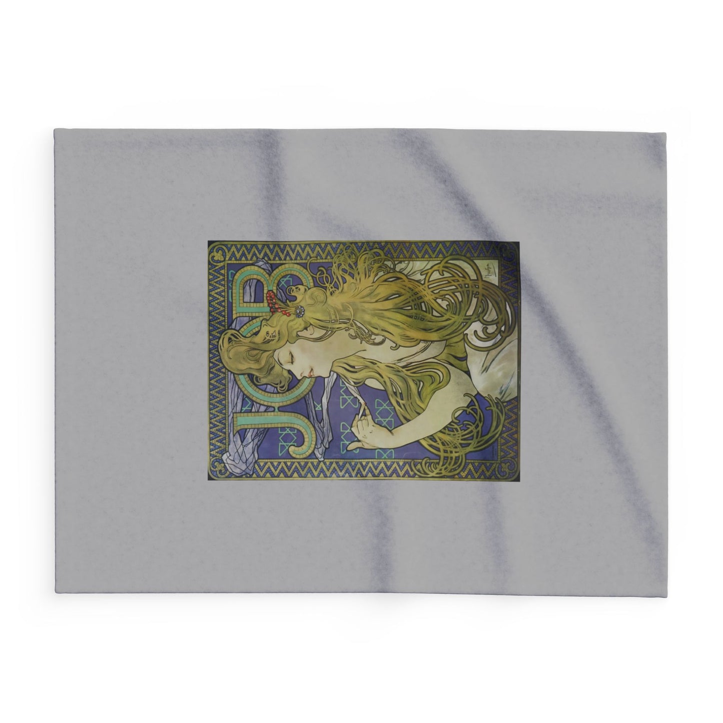Arctic Fleece Blanket: 1897 Job Cigarette Brand Poster Design by Alphonse Mucha, Art Nouveau, Cozy Winter Throw, Perfect Gift for Art Lovers