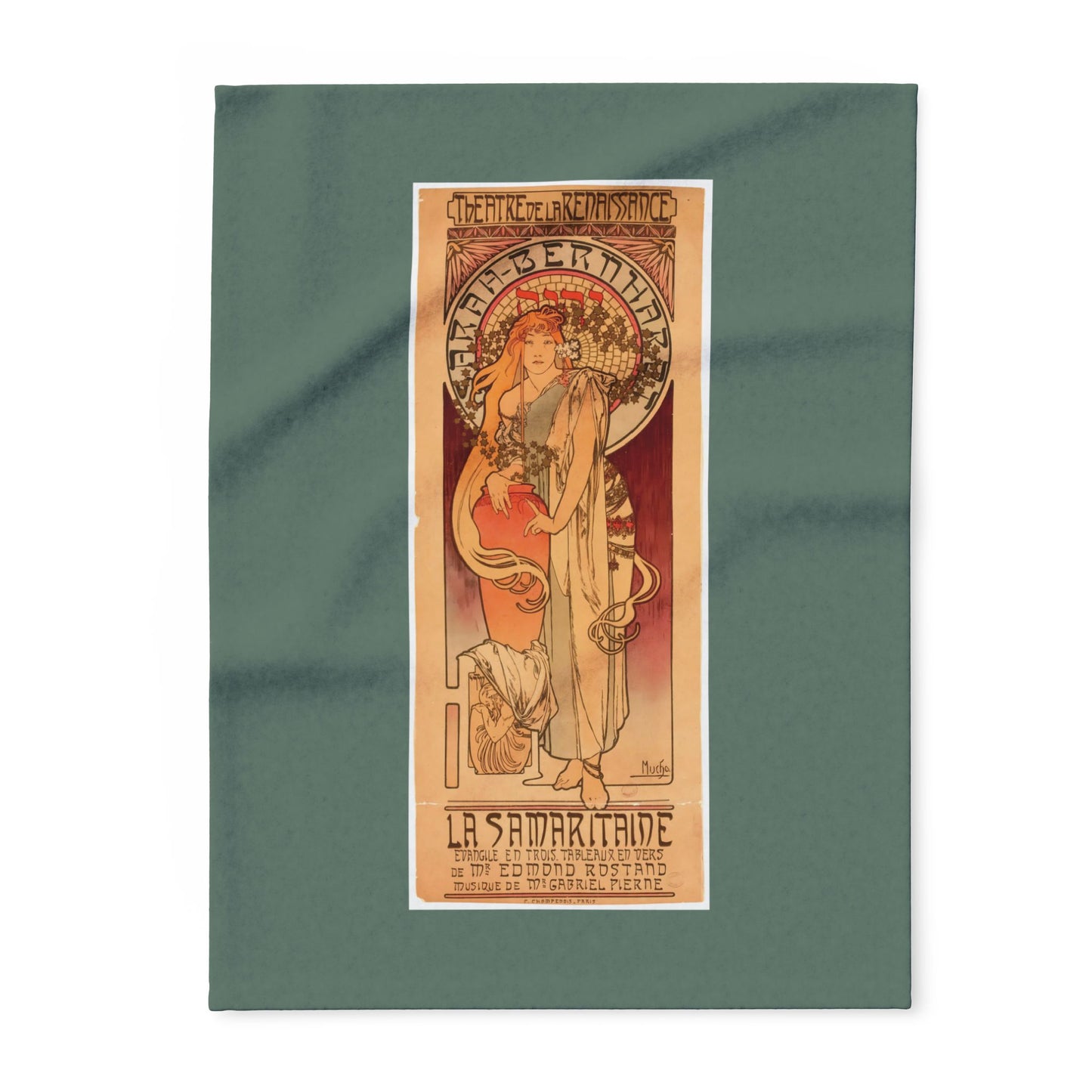 Arctic Fleece Blanket: 1897 La Samaritaine, Sarah Bernhardt, by Alphonse Mucha, Art Nouveau, Cozy Winter Throw, Perfect Gift for Art Lovers