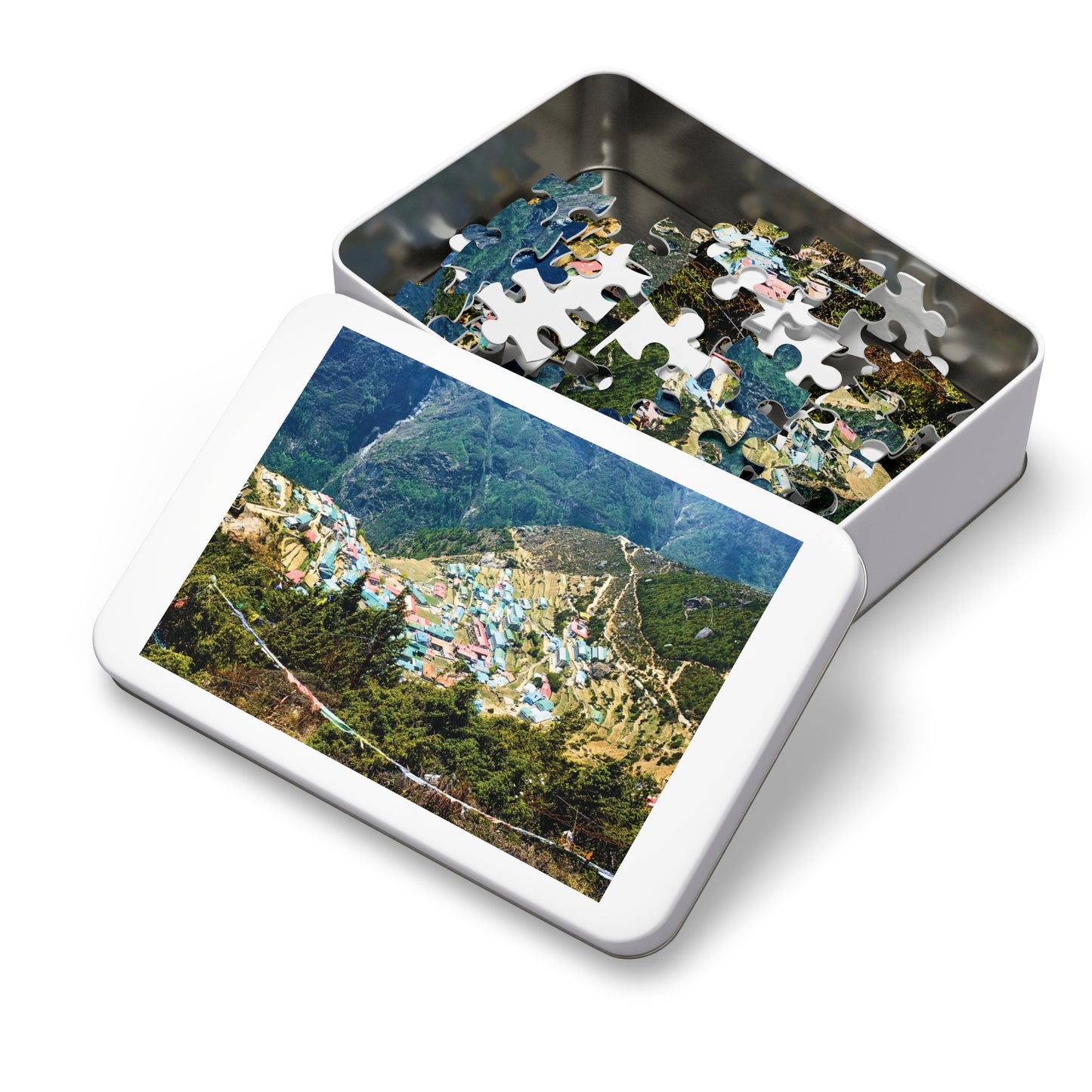 Jigsaw Puzzle & Tin: Original Photo, Namche Bazaar, Solu Khumbu, Nepal (2014), Vibrant Glossy Puzzle, Nature Lover's Gift, 30 to 500 Pcs