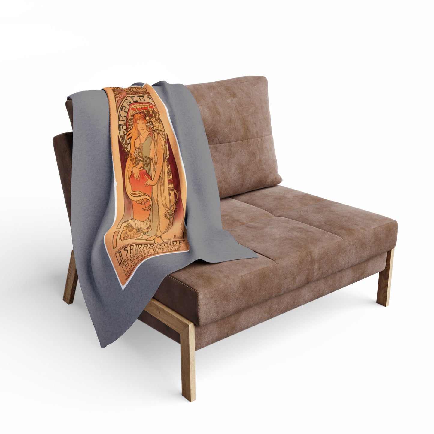Arctic Fleece Blanket: 1897 La Samaritaine, Sarah Bernhardt, by Alphonse Mucha, Art Nouveau, Cozy Winter Throw, Perfect Gift for Art Lovers