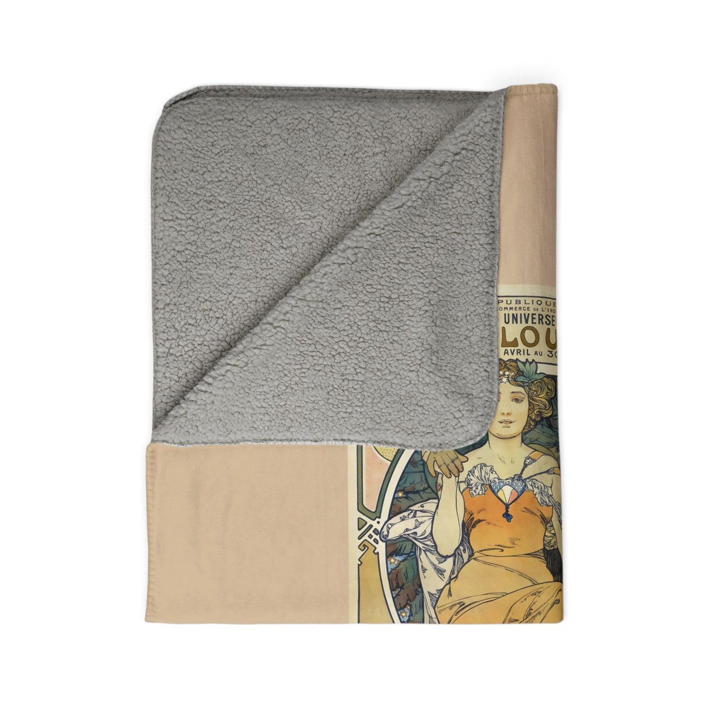 Fleece Sherpa Blanket: 1904 St. Louis World's Fair Poster Design, A. Mucha, Cozy Vintage Throw, Art Nouveau, Perfect Gift for Art Lovers