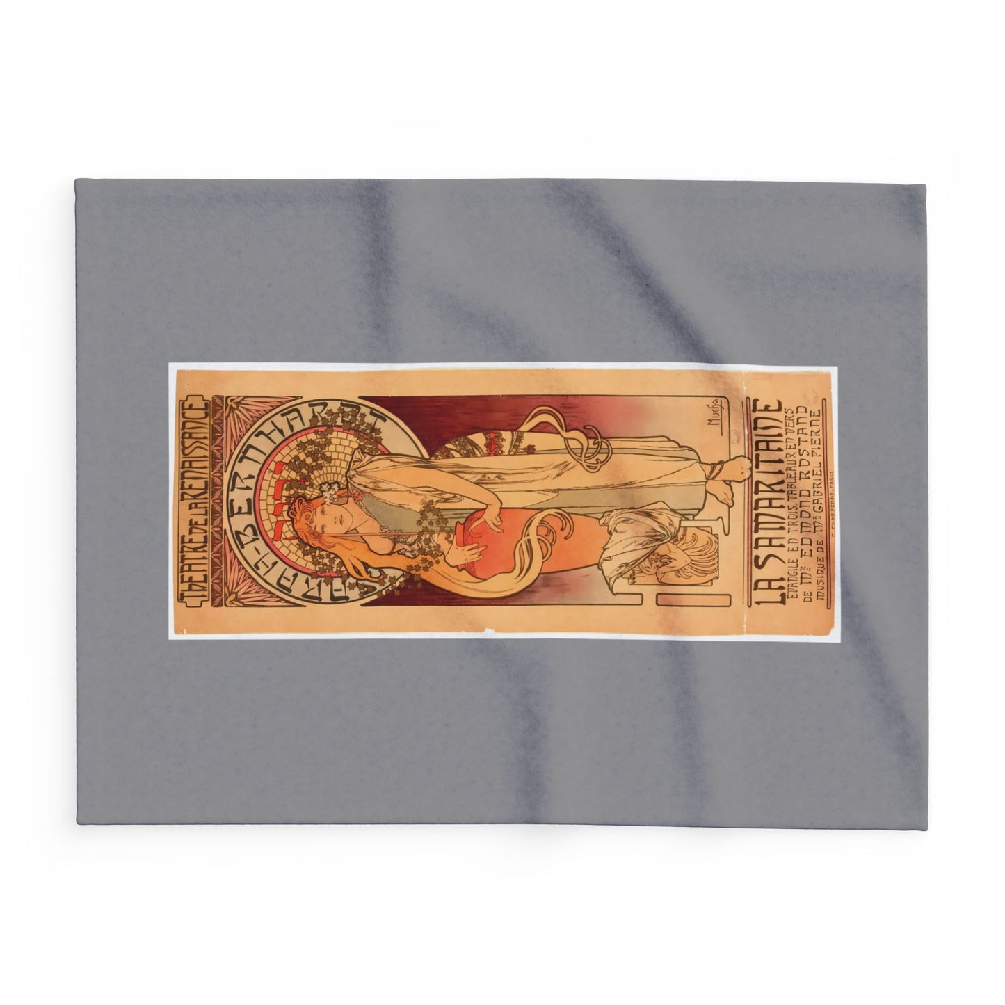 Arctic Fleece Blanket: 1897 La Samaritaine, Sarah Bernhardt, by Alphonse Mucha, Art Nouveau, Cozy Winter Throw, Perfect Gift for Art Lovers