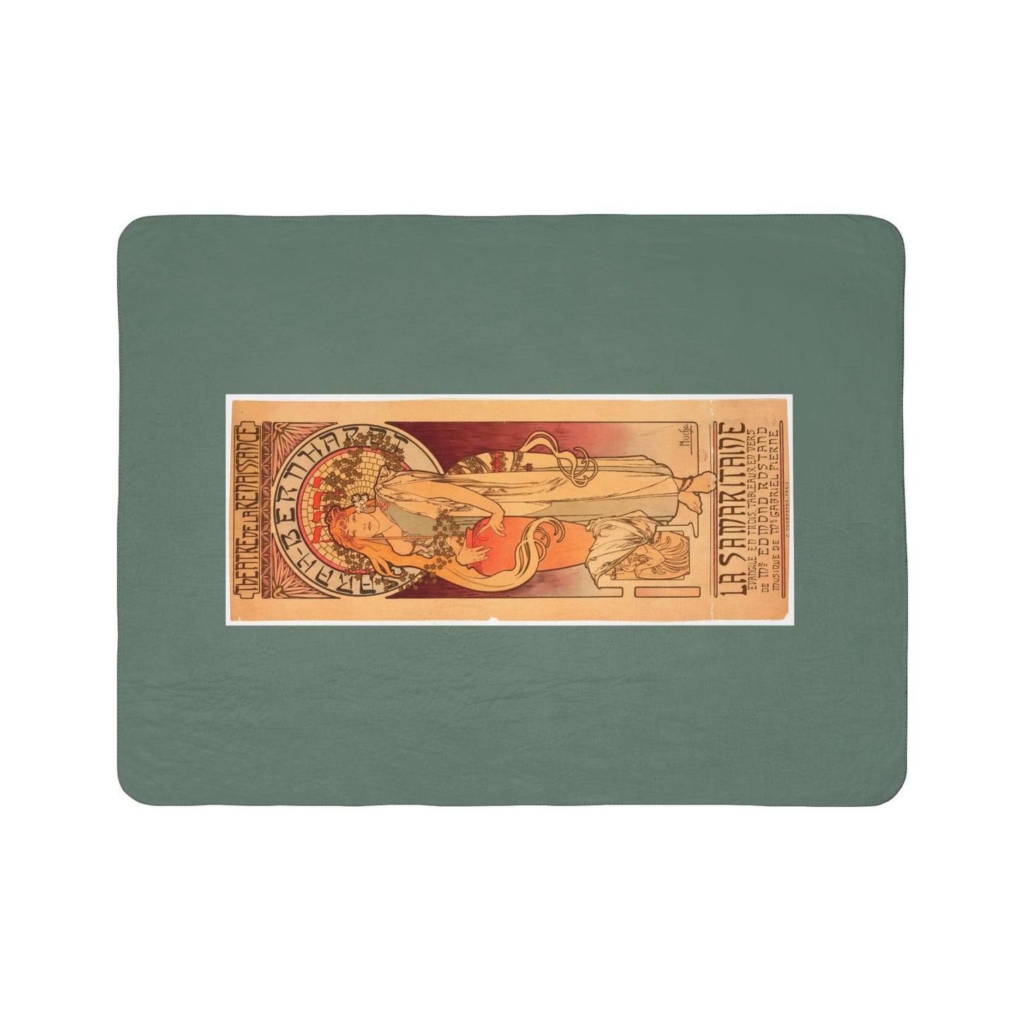 Fleece Sherpa Blanket: 1897 La Samaritaine, Sarah Bernhardt, by A. Mucha, Cozy Vintage Throw, Art Nouveau, Perfect Gift for Art Lovers