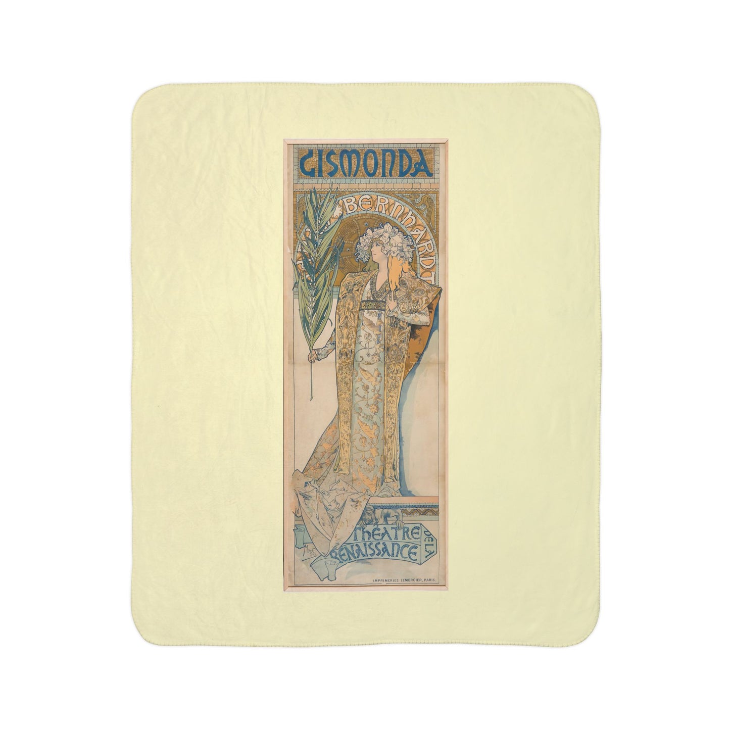 Fleece Sherpa Blanket: 1894 Gismonda, Sarah Bernhardt, by Alphonse Mucha, Cozy Vintage Throw, Art Nouveau, Perfect Gift for Art Lovers