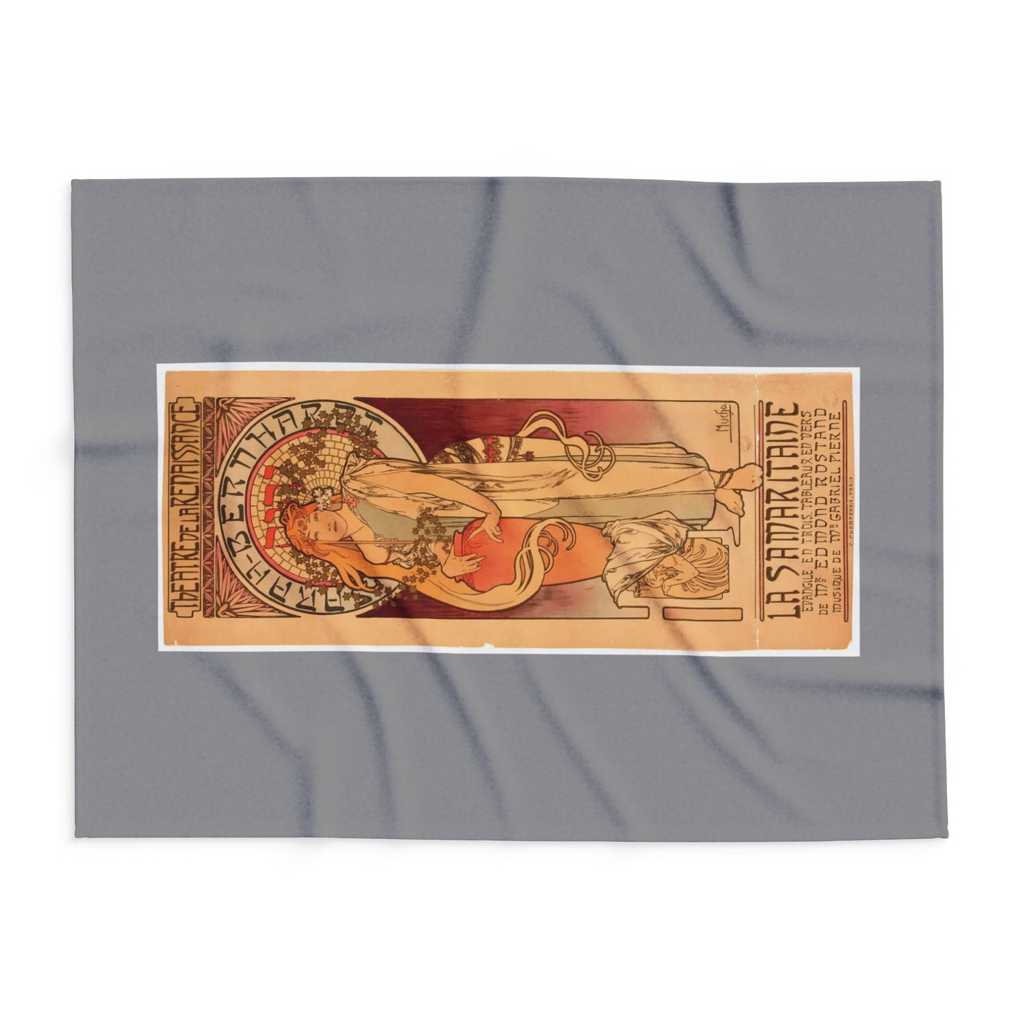Arctic Fleece Blanket: 1897 La Samaritaine, Sarah Bernhardt, by Alphonse Mucha, Art Nouveau, Cozy Winter Throw, Perfect Gift for Art Lovers