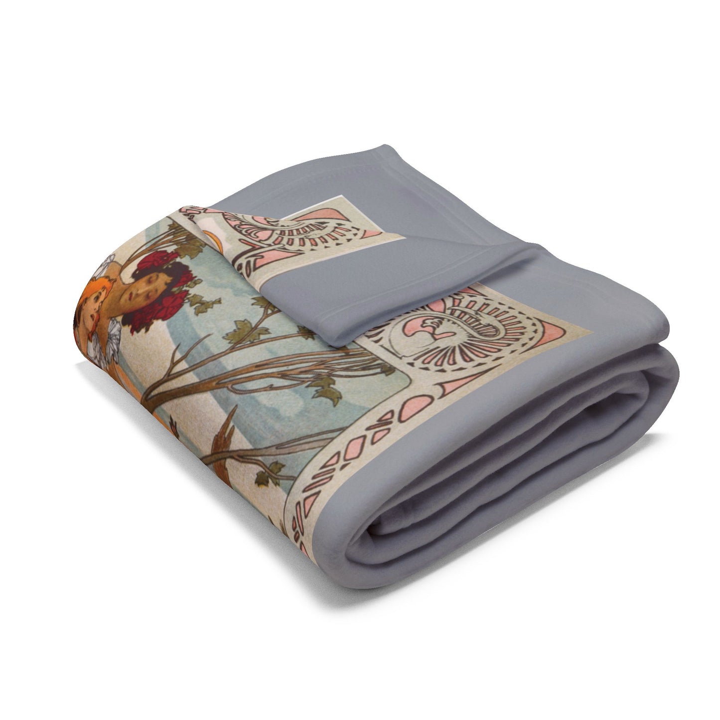 Arctic Fleece Blanket: 1889 Chocolat Masson Calendar Design by Alphonse Mucha, Art Nouveau, Cozy Winter Throw, Perfect Gift for Art Lovers