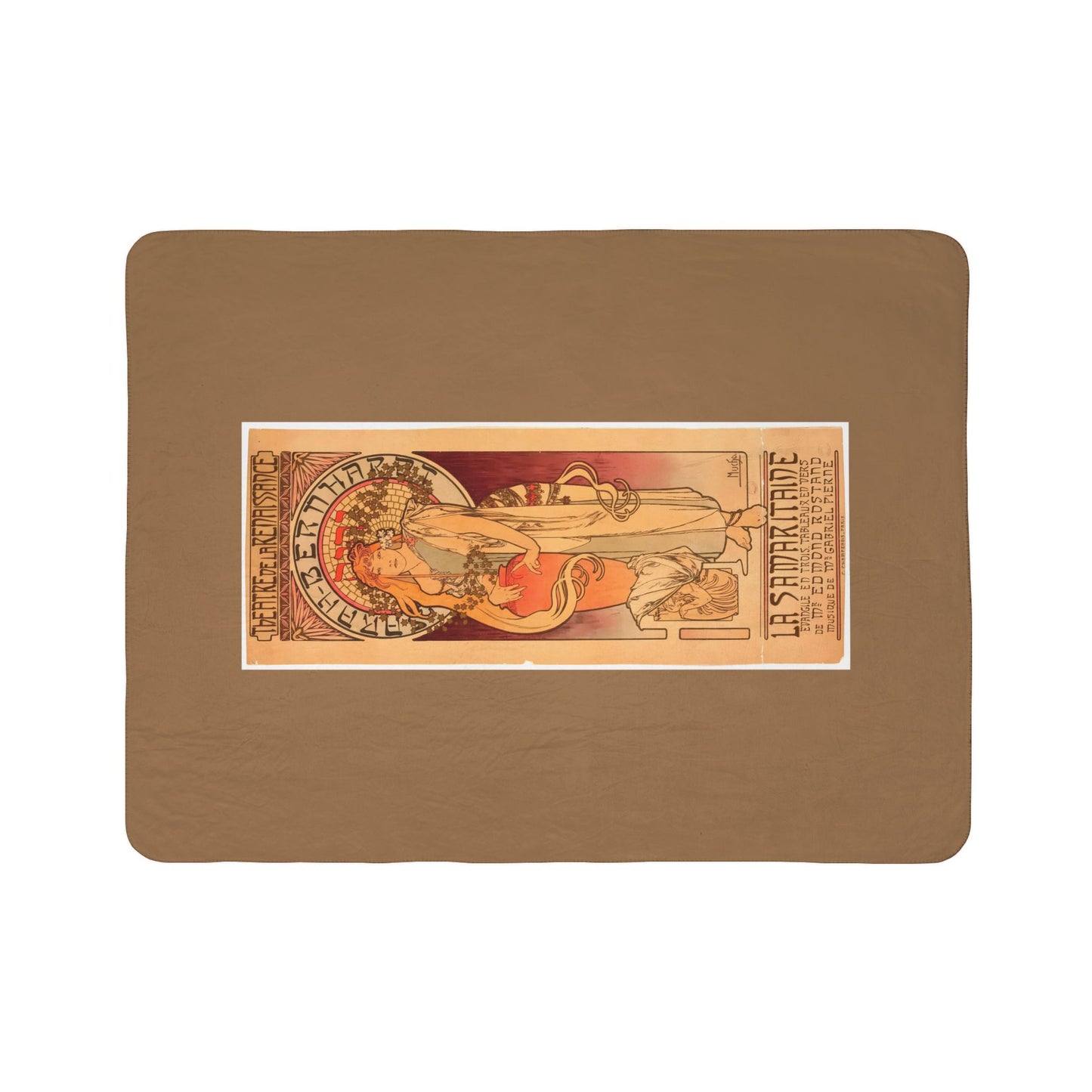 Fleece Sherpa Blanket: 1897 La Samaritaine, Sarah Bernhardt, by A. Mucha, Cozy Vintage Throw, Art Nouveau, Perfect Gift for Art Lovers