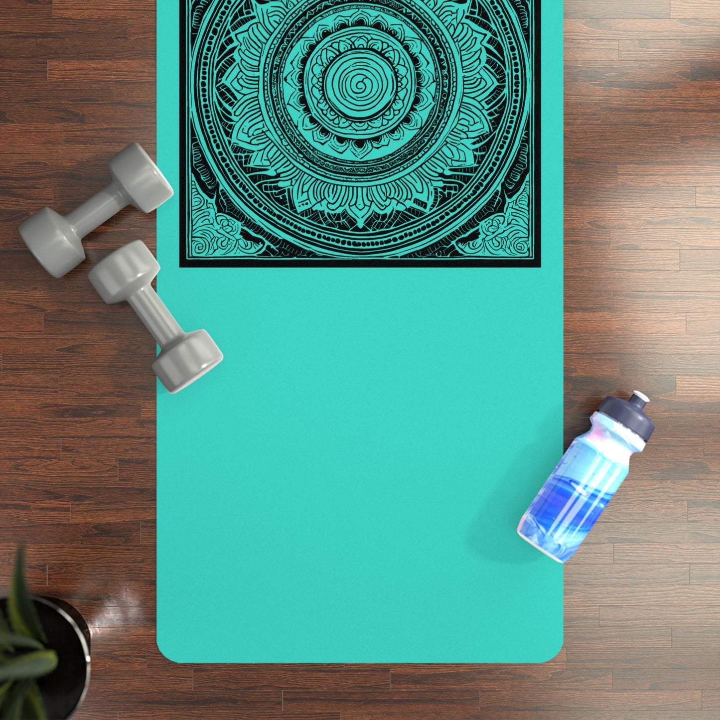Mandala Rubber Yoga Mat: Non-Slip Suede Top & Natural Rubber Bottom, Colorful Lotus Design, 24×70" Cushioning for Yoga, Pilates, Meditation
