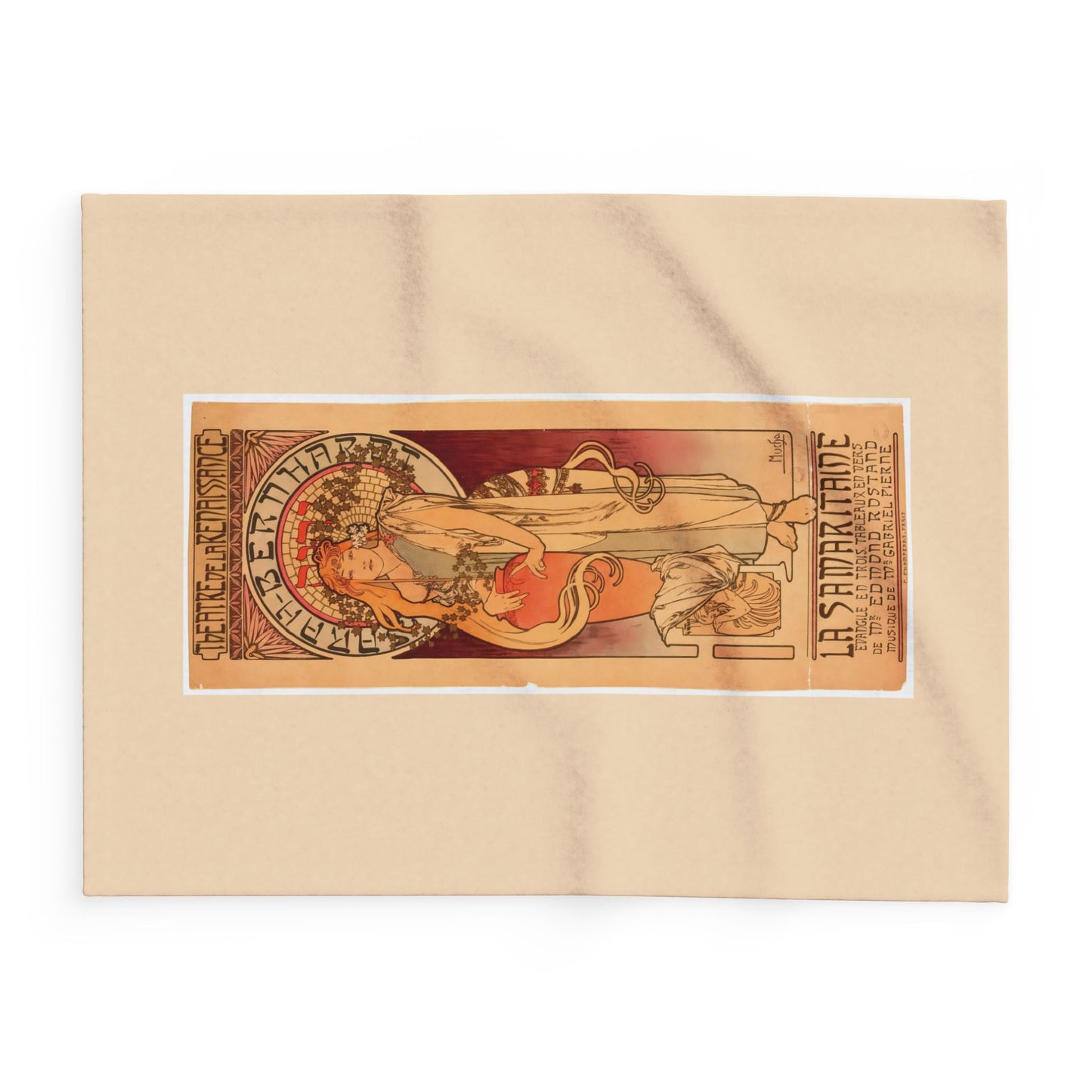 Arctic Fleece Blanket: 1897 La Samaritaine, Sarah Bernhardt, by Alphonse Mucha, Art Nouveau, Cozy Winter Throw, Perfect Gift for Art Lovers