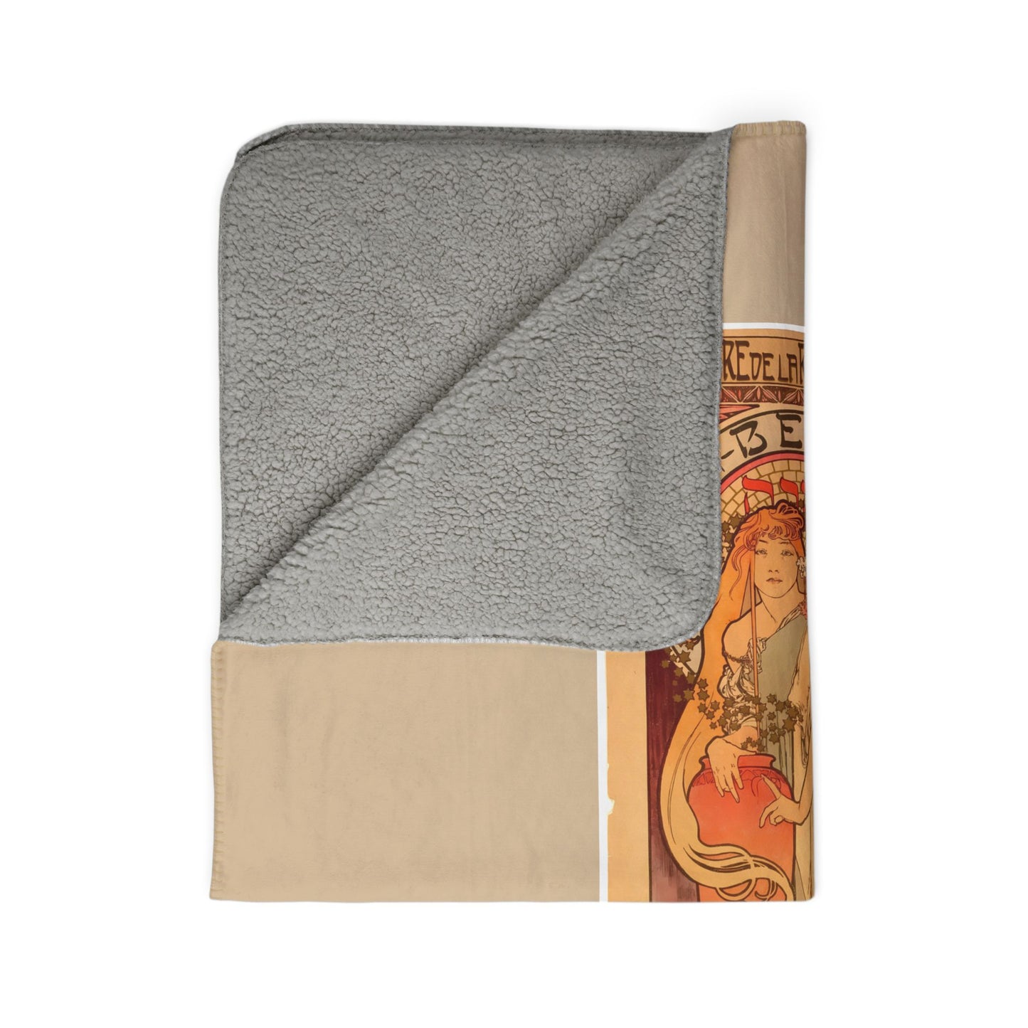 Fleece Sherpa Blanket: 1897 La Samaritaine, Sarah Bernhardt, by A. Mucha, Cozy Vintage Throw, Art Nouveau, Perfect Gift for Art Lovers