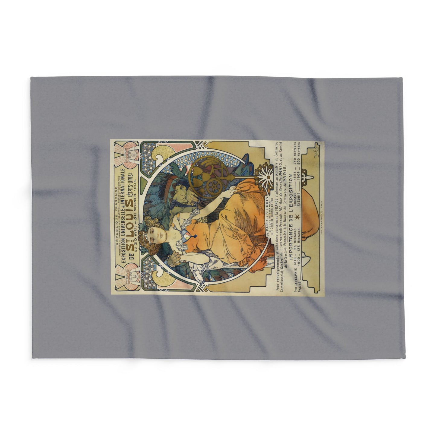 Arctic Fleece Blanket: 1904 St. Louis World's Fair Poster Design by A. Mucha, Art Nouveau, Cozy Winter Throw, Perfect Gift for Art Lovers