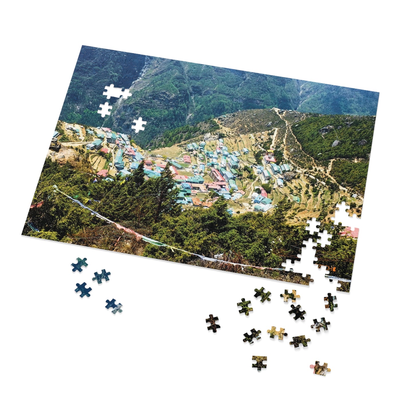 Jigsaw Puzzle & Tin: Original Photo, Namche Bazaar, Solu Khumbu, Nepal (2014), Vibrant Glossy Puzzle, Nature Lover's Gift, 30 to 500 Pcs