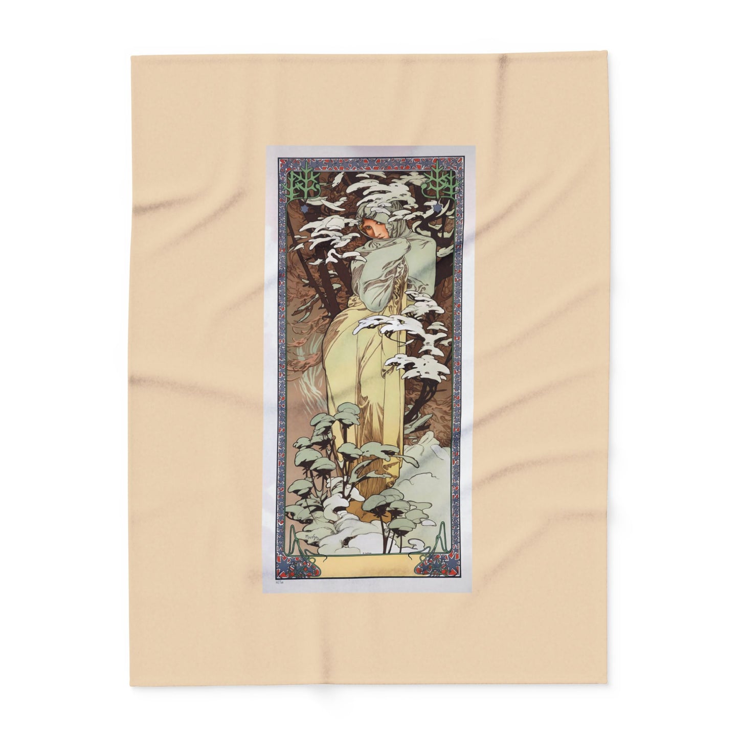 Arctic Fleece Blanket: 1897 Winter Poster by Alphonse Mucha, Art Nouveau, Cozy Winter Throw, Perfect Gift for Art Lovers