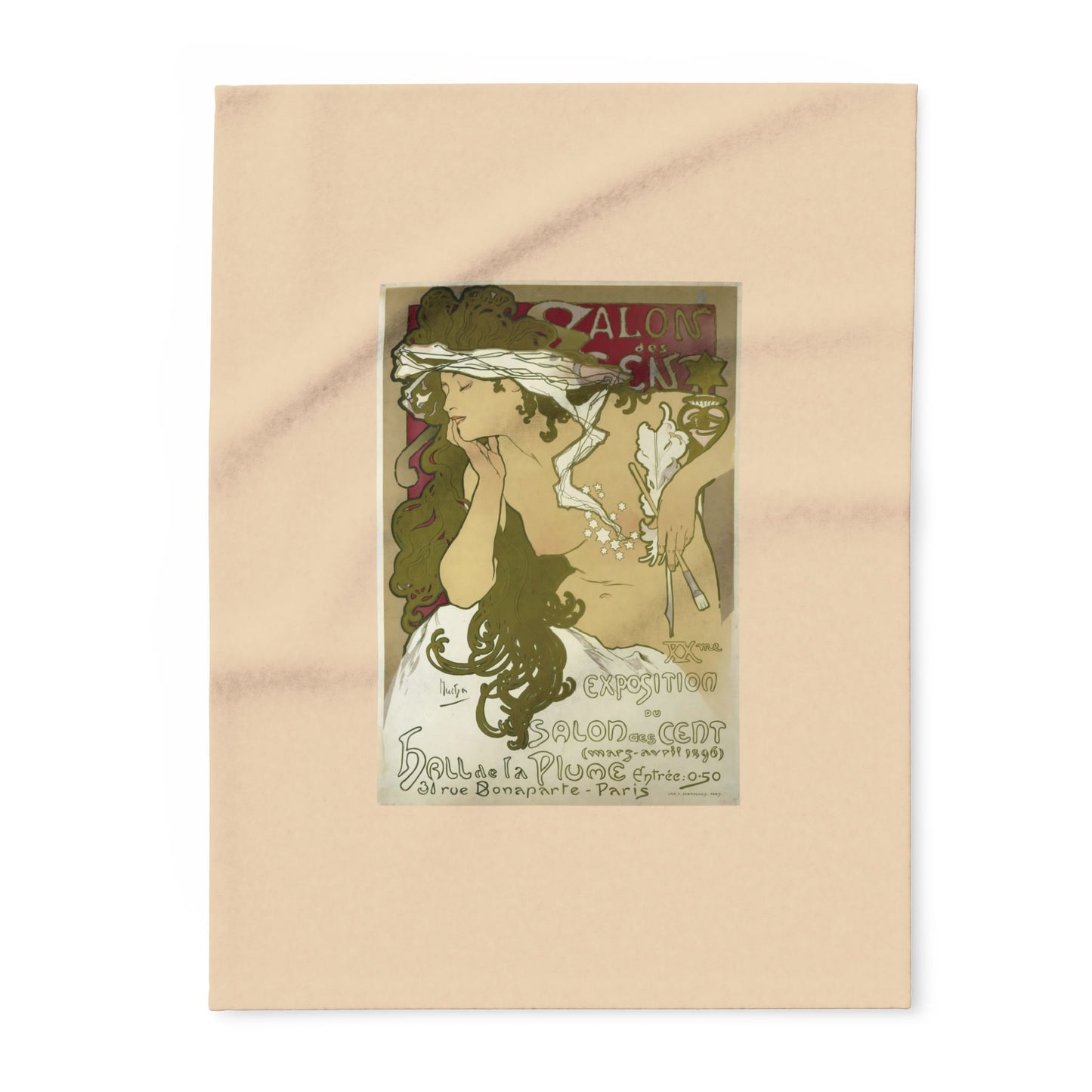 Arctic Fleece Blanket: 1896 Salon des Cent Poster Design by Alphonse Mucha, Art Nouveau, Cozy Winter Throw, Perfect Gift for Art Lovers