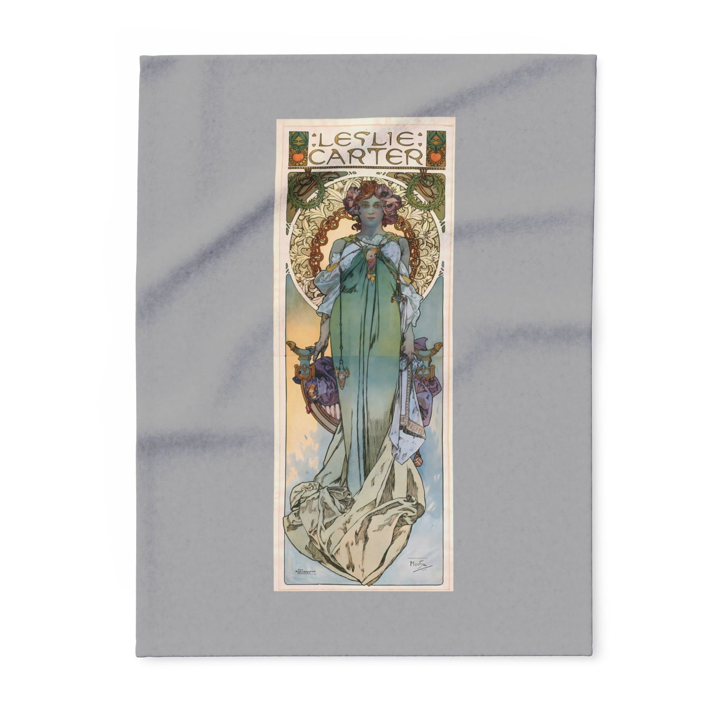 Arctic Fleece Blanket: 1908 Leslie Carter Poster by Alphonse Mucha, Art Nouveau, Cozy Winter Throw, Perfect Gift for Art Lovers