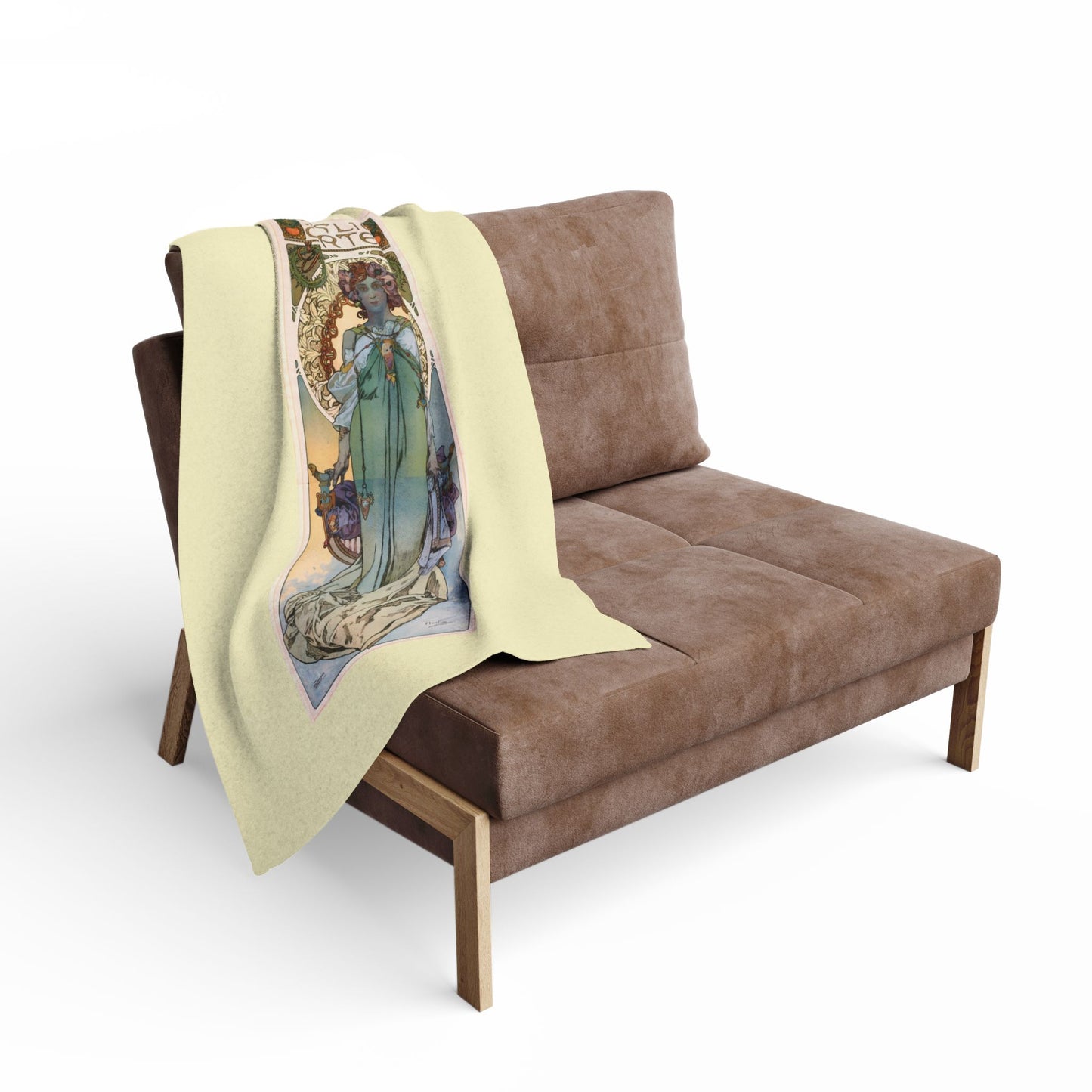 Arctic Fleece Blanket: 1908 Leslie Carter Poster by Alphonse Mucha, Art Nouveau, Cozy Winter Throw, Perfect Gift for Art Lovers
