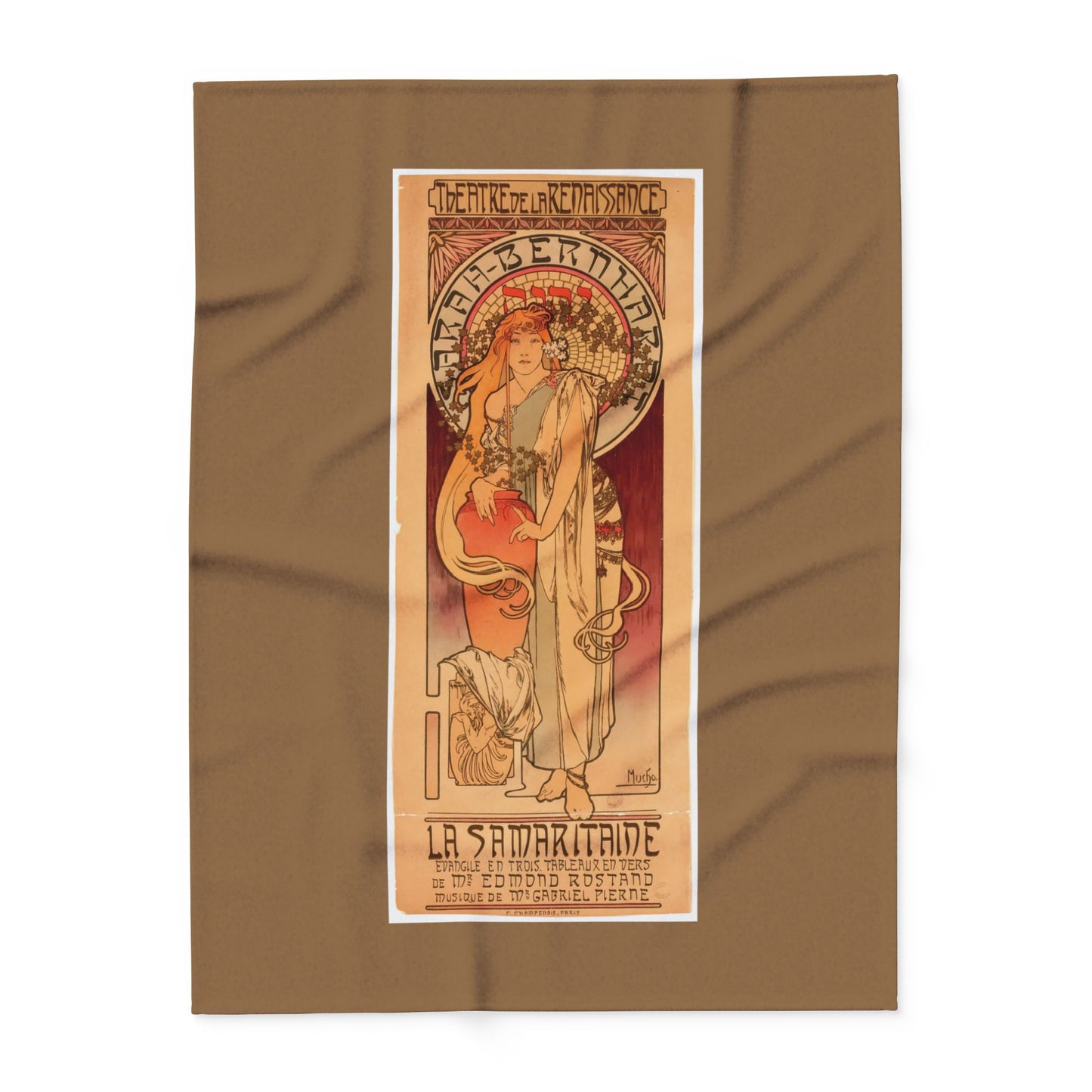 Arctic Fleece Blanket: 1897 La Samaritaine, Sarah Bernhardt, by Alphonse Mucha, Art Nouveau, Cozy Winter Throw, Perfect Gift for Art Lovers