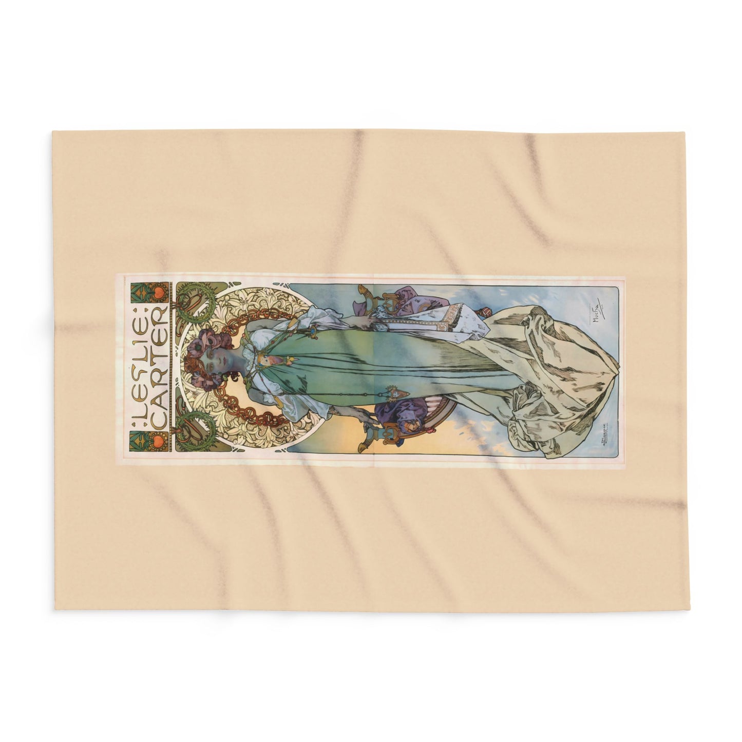 Arctic Fleece Blanket: 1908 Leslie Carter Poster by Alphonse Mucha, Art Nouveau, Cozy Winter Throw, Perfect Gift for Art Lovers