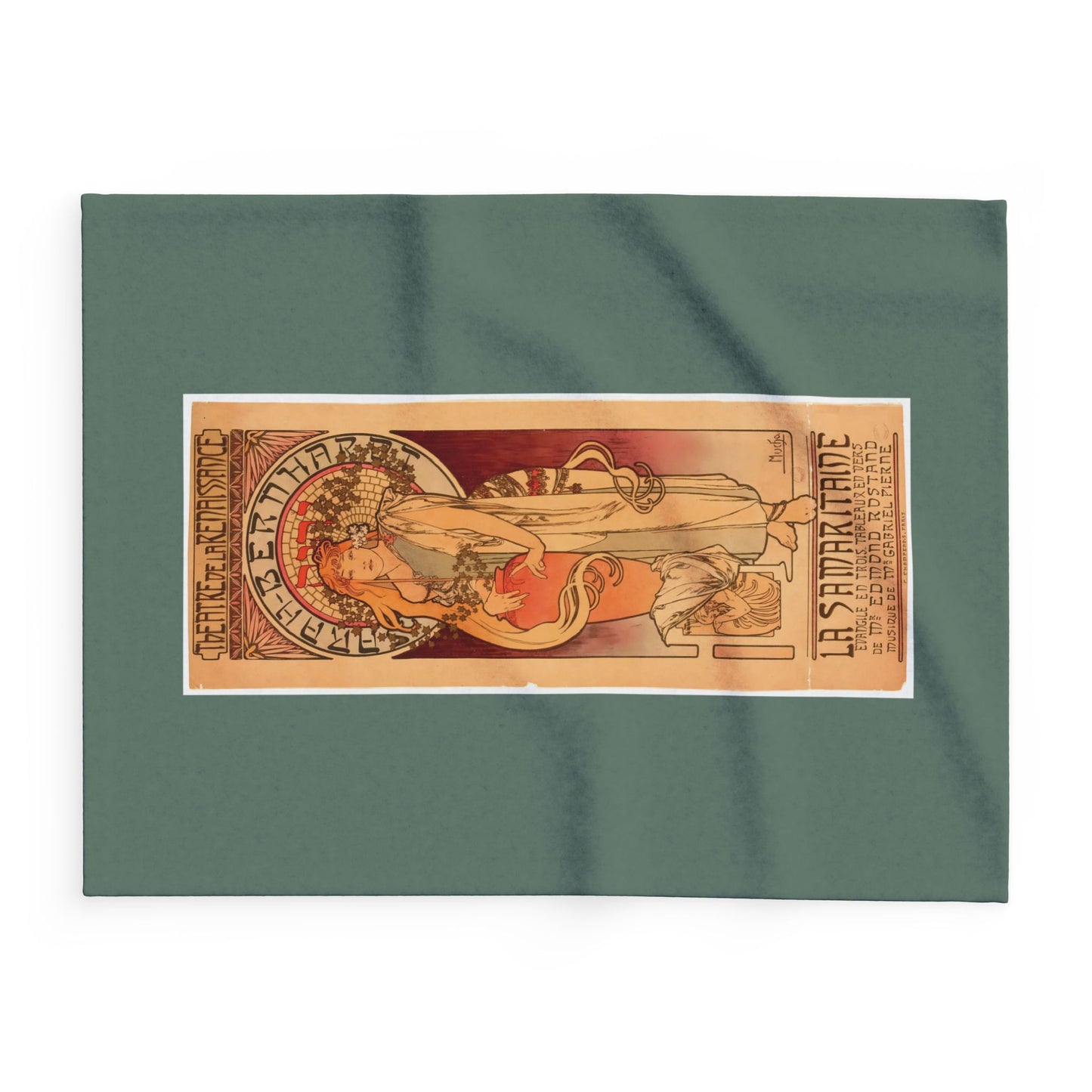 Arctic Fleece Blanket: 1897 La Samaritaine, Sarah Bernhardt, by Alphonse Mucha, Art Nouveau, Cozy Winter Throw, Perfect Gift for Art Lovers