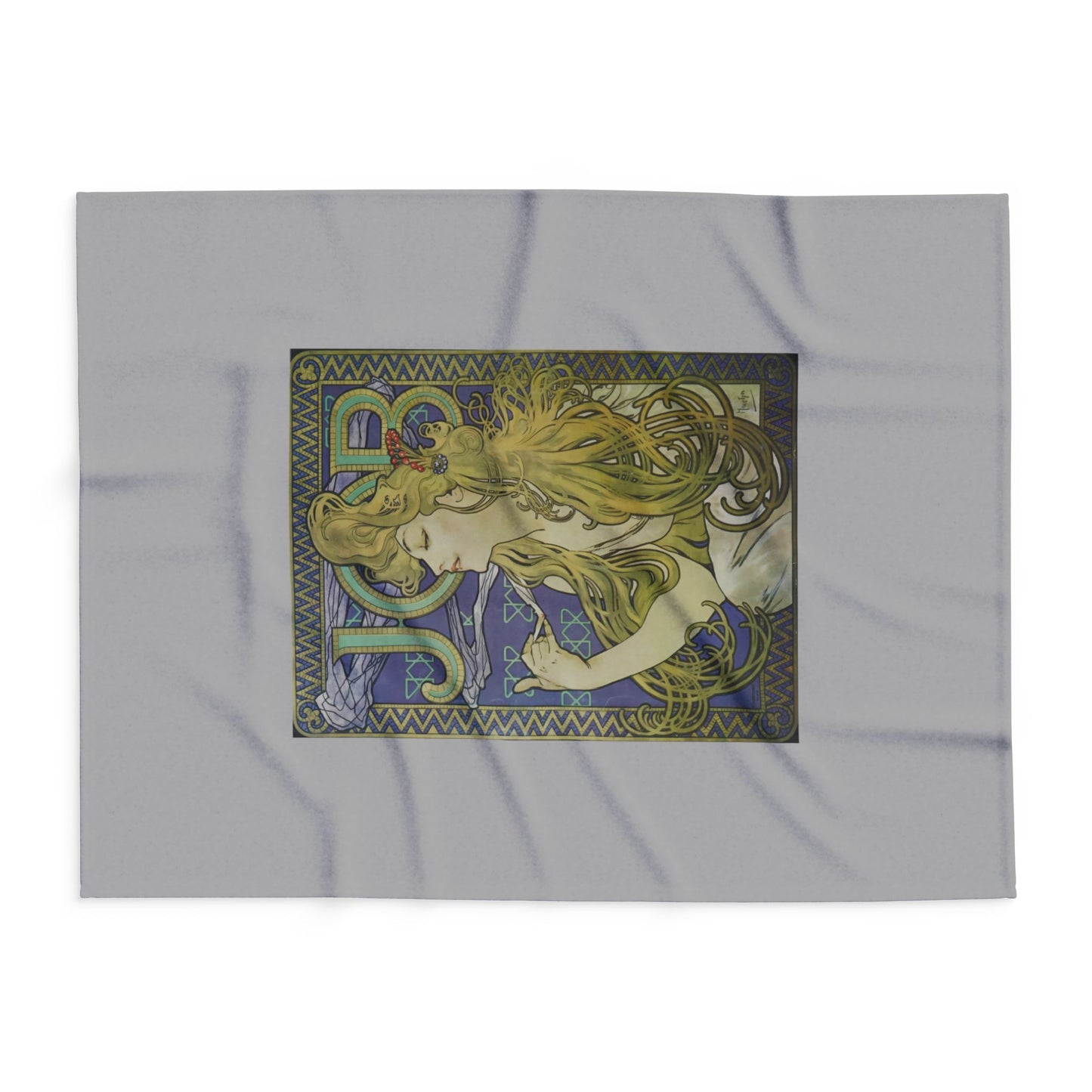 Arctic Fleece Blanket: 1897 Job Cigarette Brand Poster Design by Alphonse Mucha, Art Nouveau, Cozy Winter Throw, Perfect Gift for Art Lovers