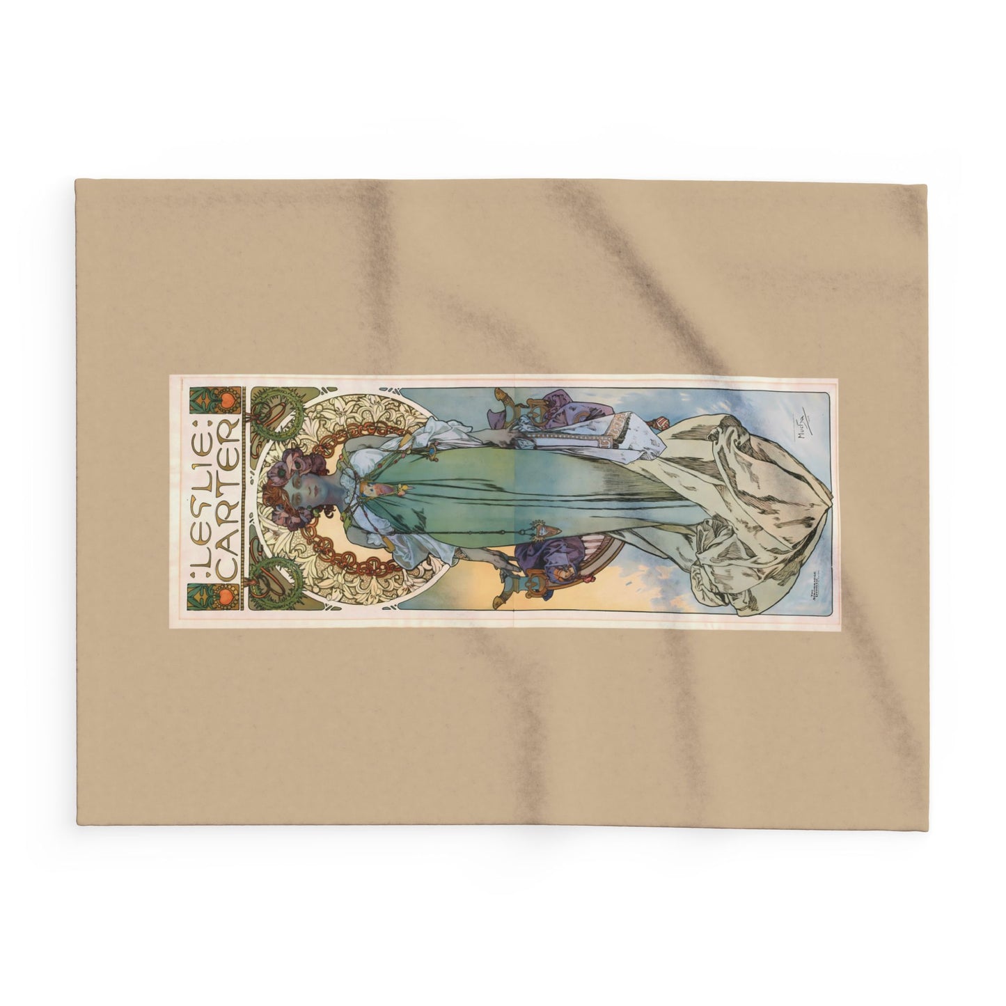 Arctic Fleece Blanket: 1908 Leslie Carter Poster by Alphonse Mucha, Art Nouveau, Cozy Winter Throw, Perfect Gift for Art Lovers