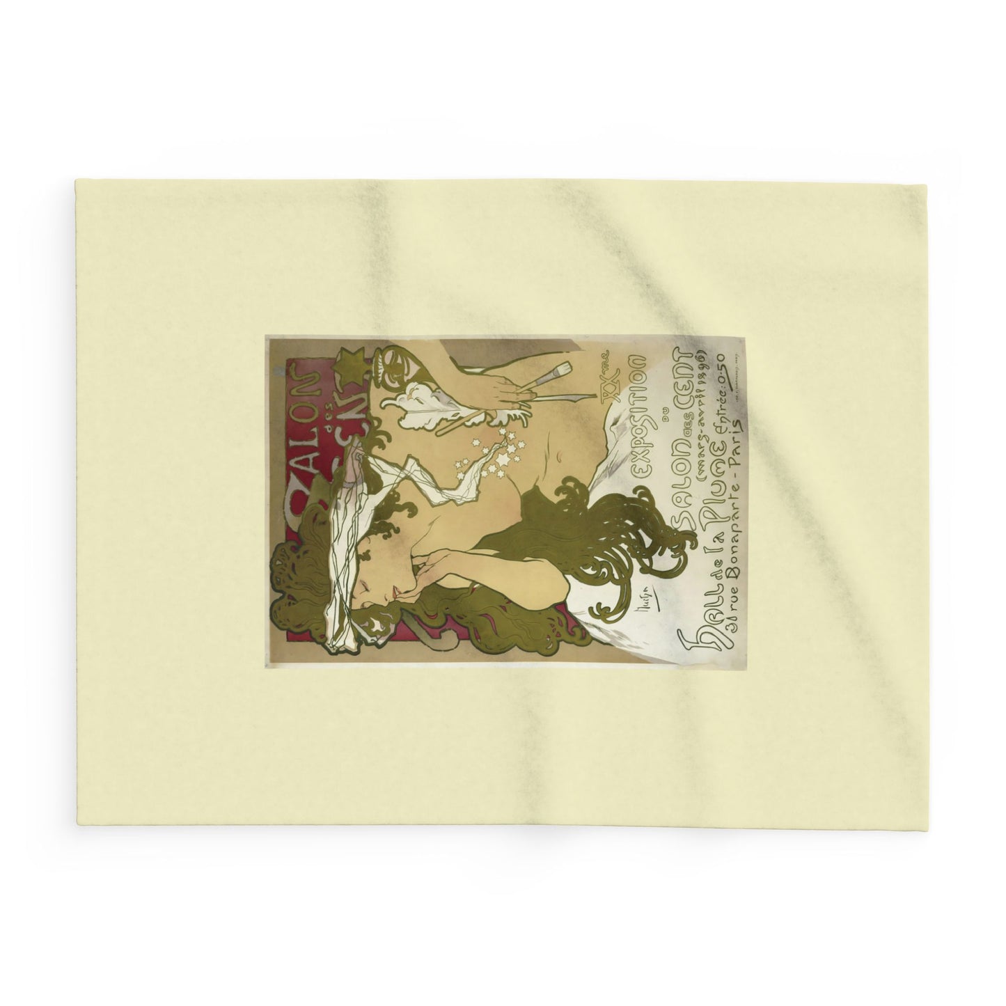 Arctic Fleece Blanket: 1896 Salon des Cent Poster Design by Alphonse Mucha, Art Nouveau, Cozy Winter Throw, Perfect Gift for Art Lovers