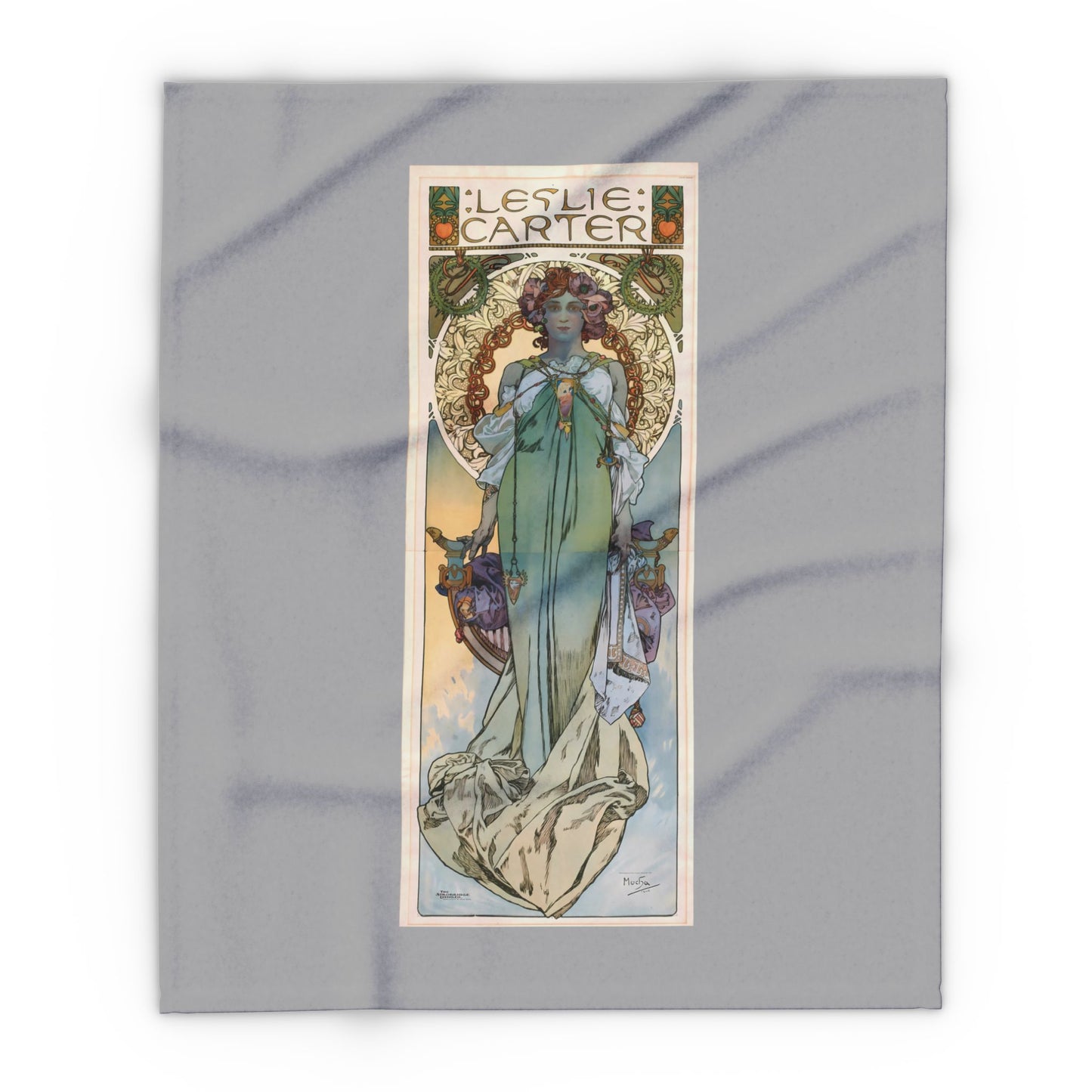 Arctic Fleece Blanket: 1908 Leslie Carter Poster by Alphonse Mucha, Art Nouveau, Cozy Winter Throw, Perfect Gift for Art Lovers