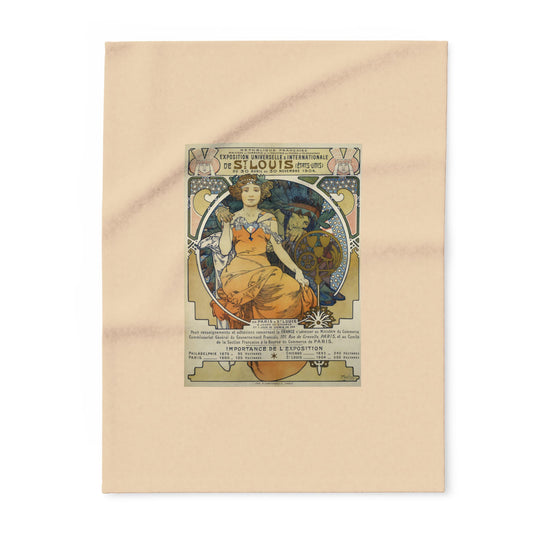 Arctic Fleece Blanket: 1904 St. Louis World's Fair Poster Design by A. Mucha, Art Nouveau, Cozy Winter Throw, Perfect Gift for Art Lovers