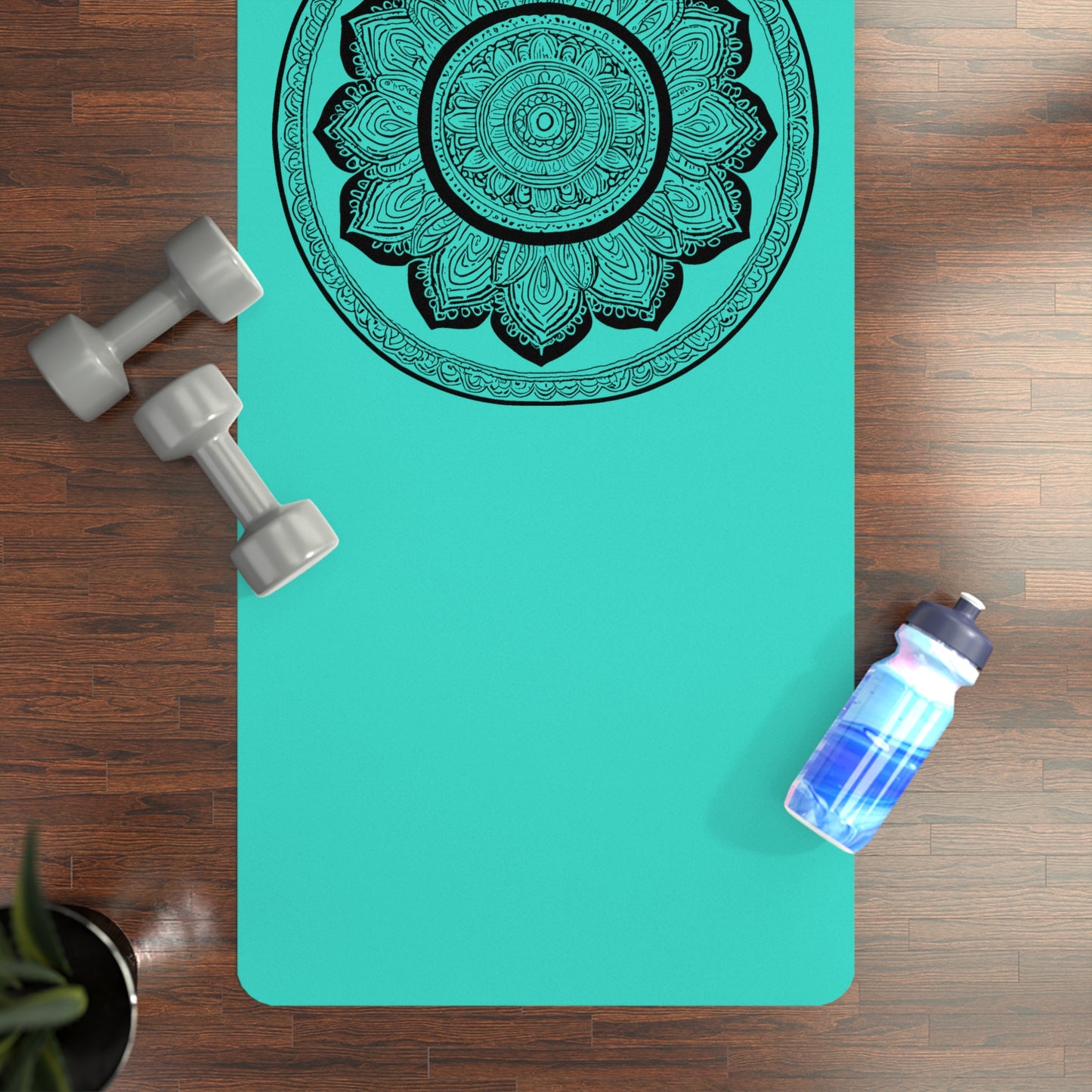 Mandala Rubber Yoga Mat: Non-Slip Suede Top & Natural Rubber Bottom, Colorful Lotus Design, 24×70" Cushioning for Yoga, Pilates, Meditation