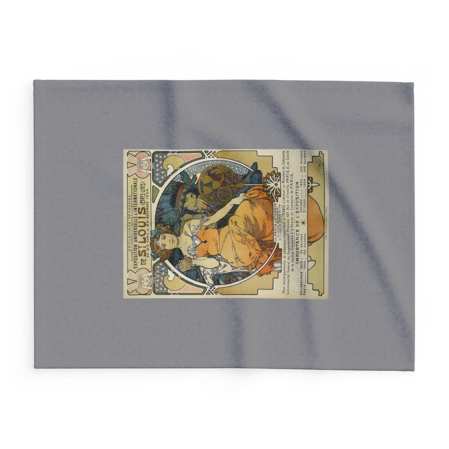 Arctic Fleece Blanket: 1904 St. Louis World's Fair Poster Design by A. Mucha, Art Nouveau, Cozy Winter Throw, Perfect Gift for Art Lovers