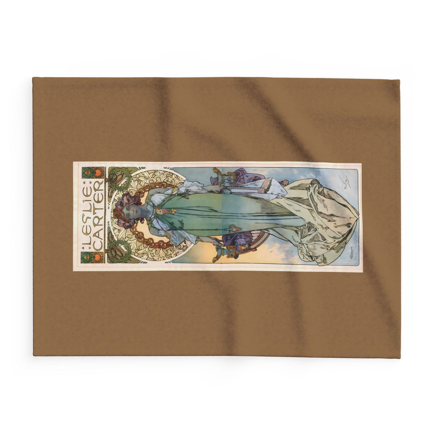 Arctic Fleece Blanket: 1908 Leslie Carter Poster by Alphonse Mucha, Art Nouveau, Cozy Winter Throw, Perfect Gift for Art Lovers