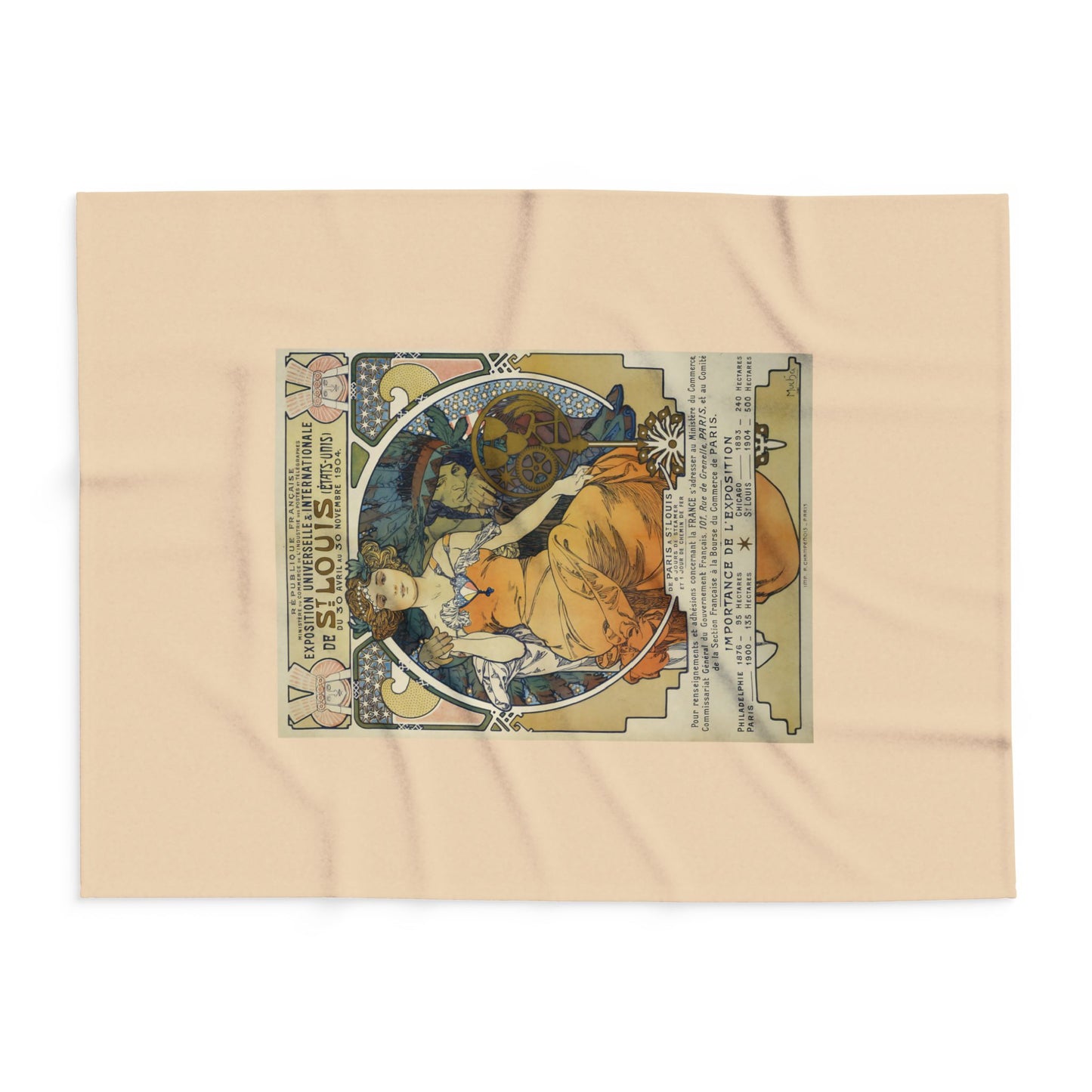 Arctic Fleece Blanket: 1904 St. Louis World's Fair Poster Design by A. Mucha, Art Nouveau, Cozy Winter Throw, Perfect Gift for Art Lovers