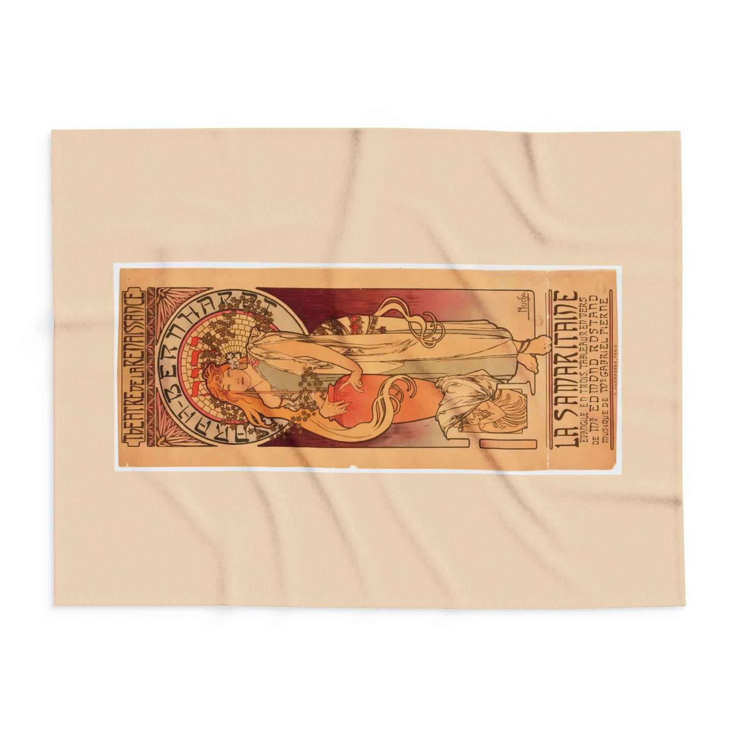 Arctic Fleece Blanket: 1897 La Samaritaine, Sarah Bernhardt, by Alphonse Mucha, Art Nouveau, Cozy Winter Throw, Perfect Gift for Art Lovers