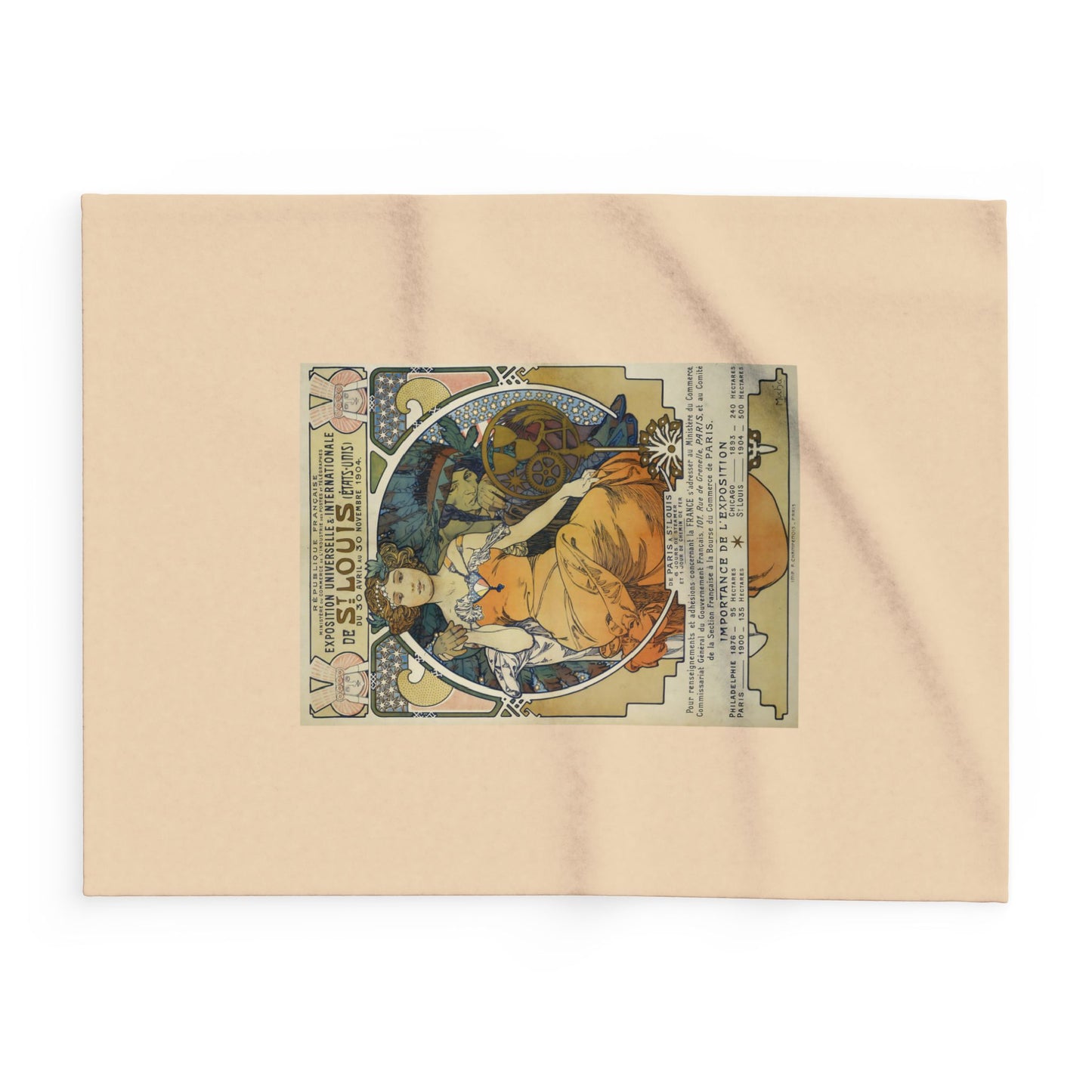 Arctic Fleece Blanket: 1904 St. Louis World's Fair Poster Design by A. Mucha, Art Nouveau, Cozy Winter Throw, Perfect Gift for Art Lovers