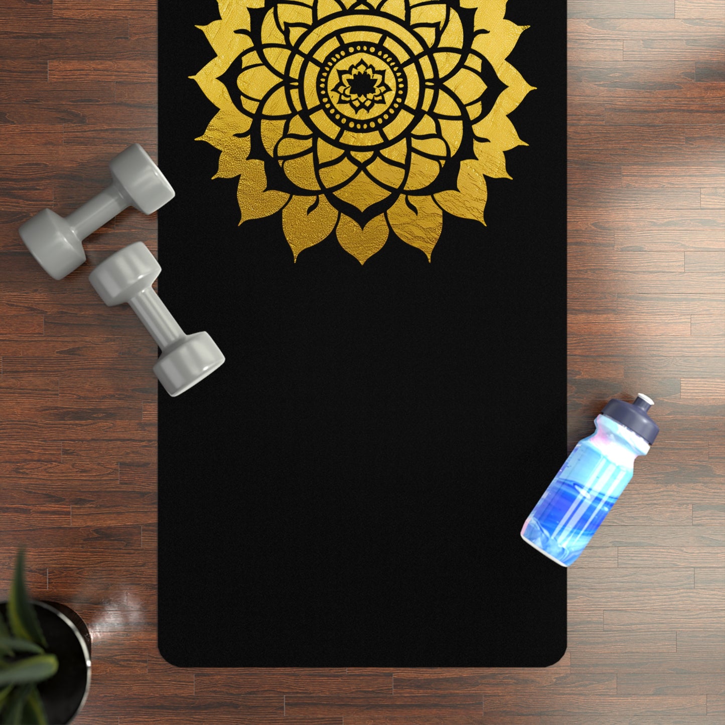 Mandala Rubber Yoga Mat: Non-Slip Suede Top & Natural Rubber Bottom, Colorful Lotus Design, 24×70" Cushioning for Yoga, Pilates, Meditation