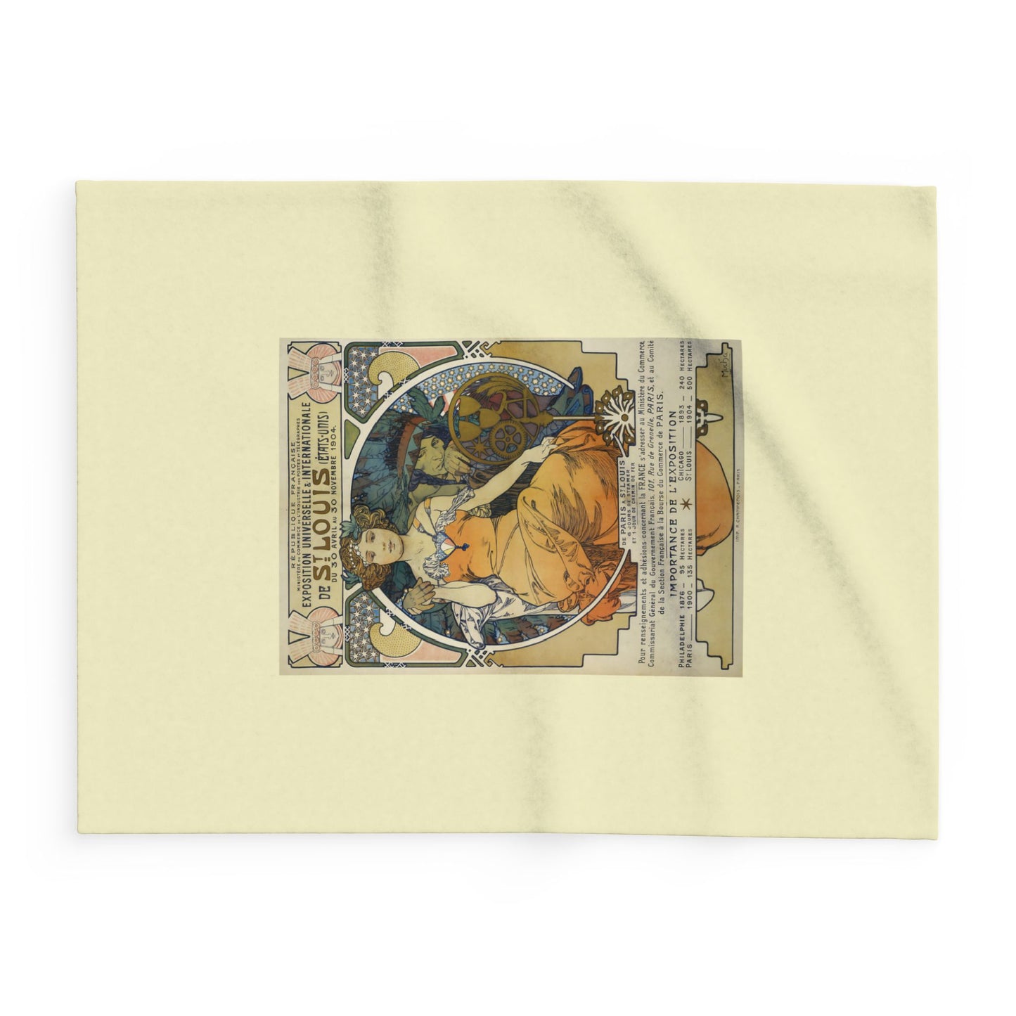 Arctic Fleece Blanket: 1904 St. Louis World's Fair Poster Design by A. Mucha, Art Nouveau, Cozy Winter Throw, Perfect Gift for Art Lovers