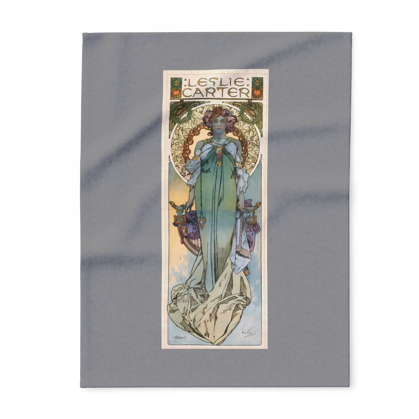 Arctic Fleece Blanket: 1908 Leslie Carter Poster by Alphonse Mucha, Art Nouveau, Cozy Winter Throw, Perfect Gift for Art Lovers