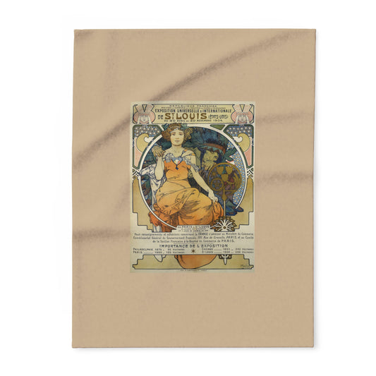 Arctic Fleece Blanket: 1904 St. Louis World's Fair Poster Design by A. Mucha, Art Nouveau, Cozy Winter Throw, Perfect Gift for Art Lovers