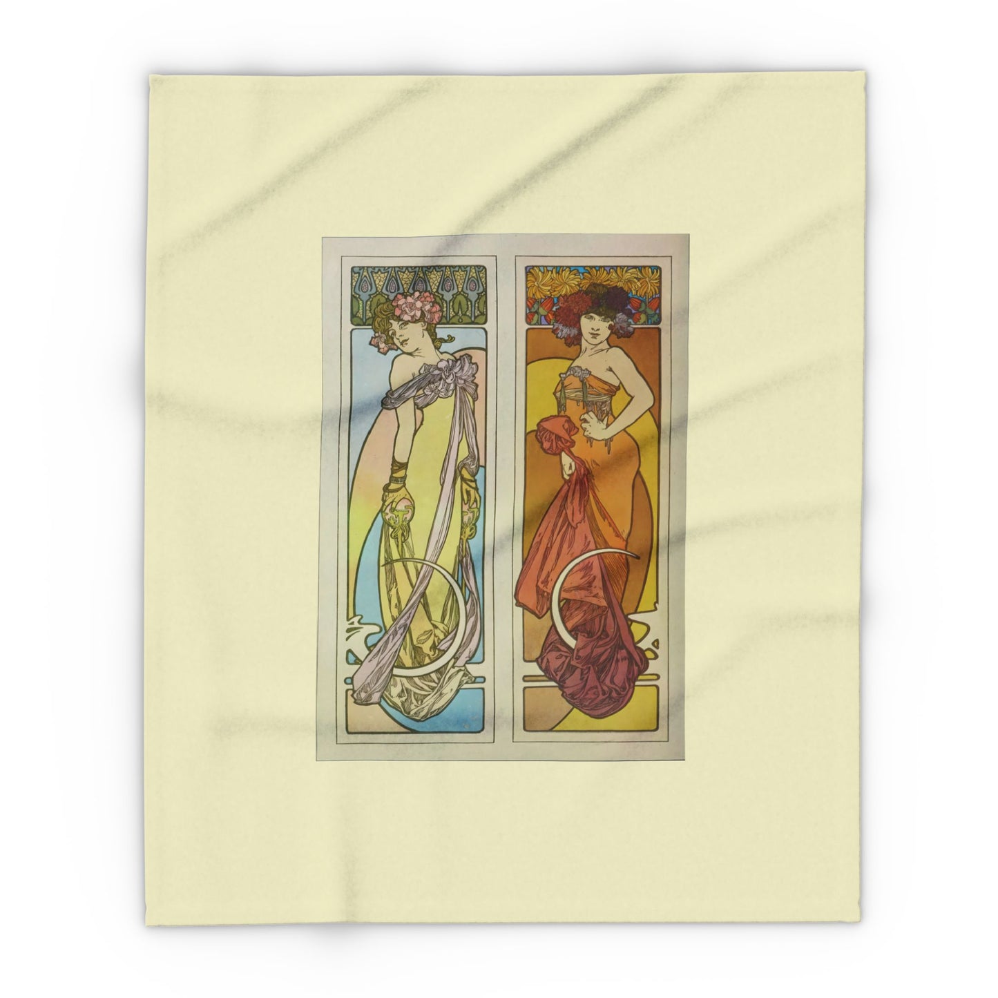 Arctic Fleece Blanket: 1902 Documents Decoratifs,  Plate 45, by Alphonse Mucha, Art Nouveau, Cozy Winter Throw, Perfect Gift for Art Lovers