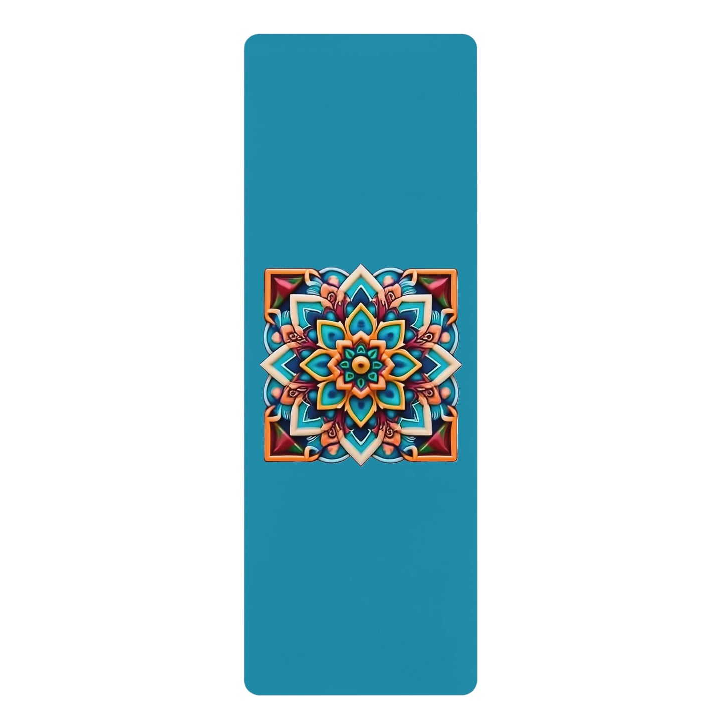 Mandala Rubber Yoga Mat: Non-Slip Suede Top & Natural Rubber Bottom, Colorful Lotus Design, 24×70" Cushioning for Yoga, Pilates, Meditation