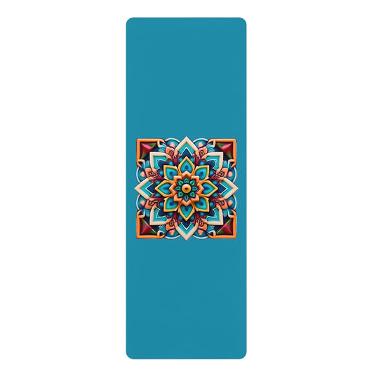 Mandala Rubber Yoga Mat: Non-Slip Suede Top & Natural Rubber Bottom, Colorful Lotus Design, 24×70" Cushioning for Yoga, Pilates, Meditation