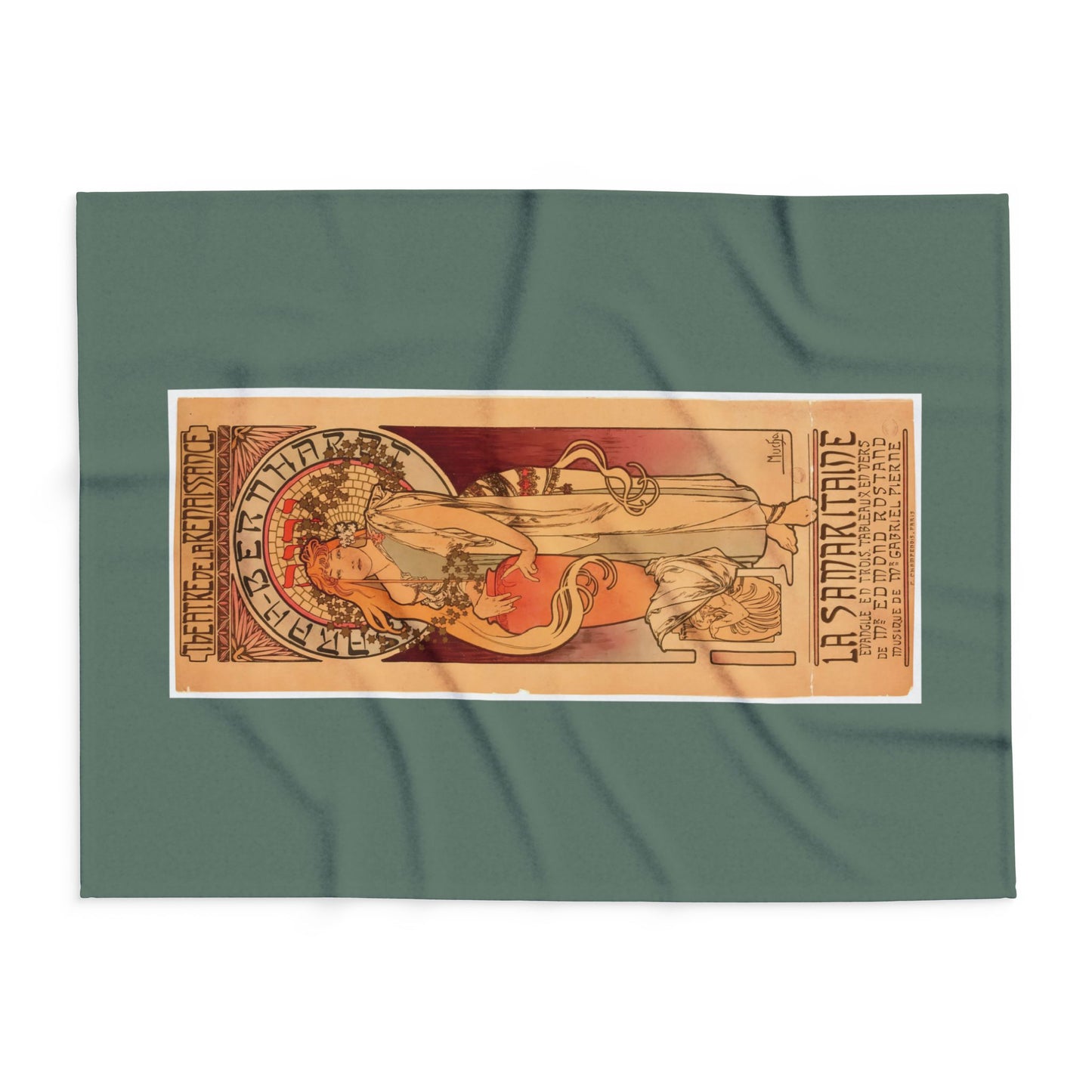 Arctic Fleece Blanket: 1897 La Samaritaine, Sarah Bernhardt, by Alphonse Mucha, Art Nouveau, Cozy Winter Throw, Perfect Gift for Art Lovers