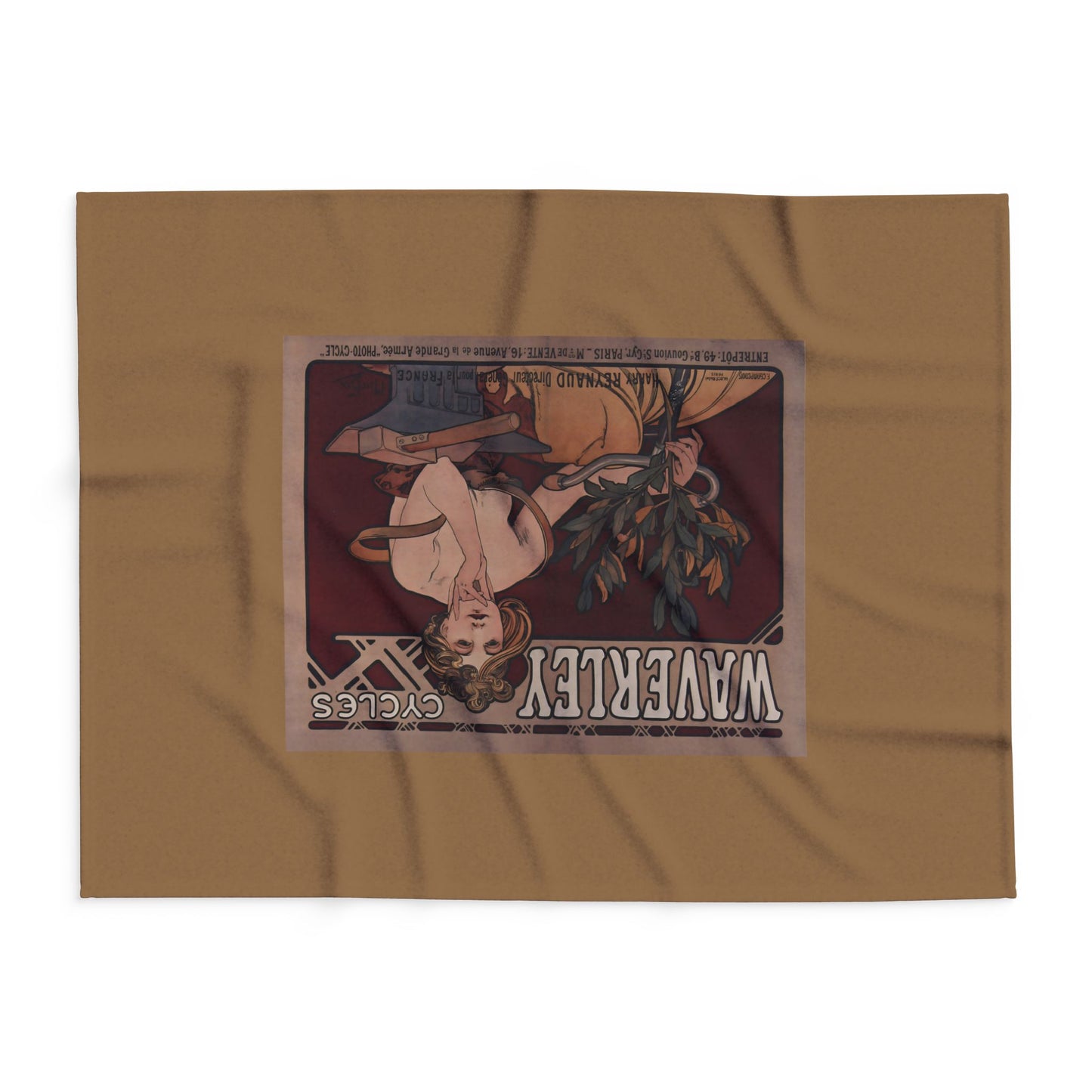 Arctic Fleece Blanket: 1898 Waverley Cycles Poster Design by Alphonse Mucha, Art Nouveau, Cozy Winter Throw, Perfect Gift for Art Lovers