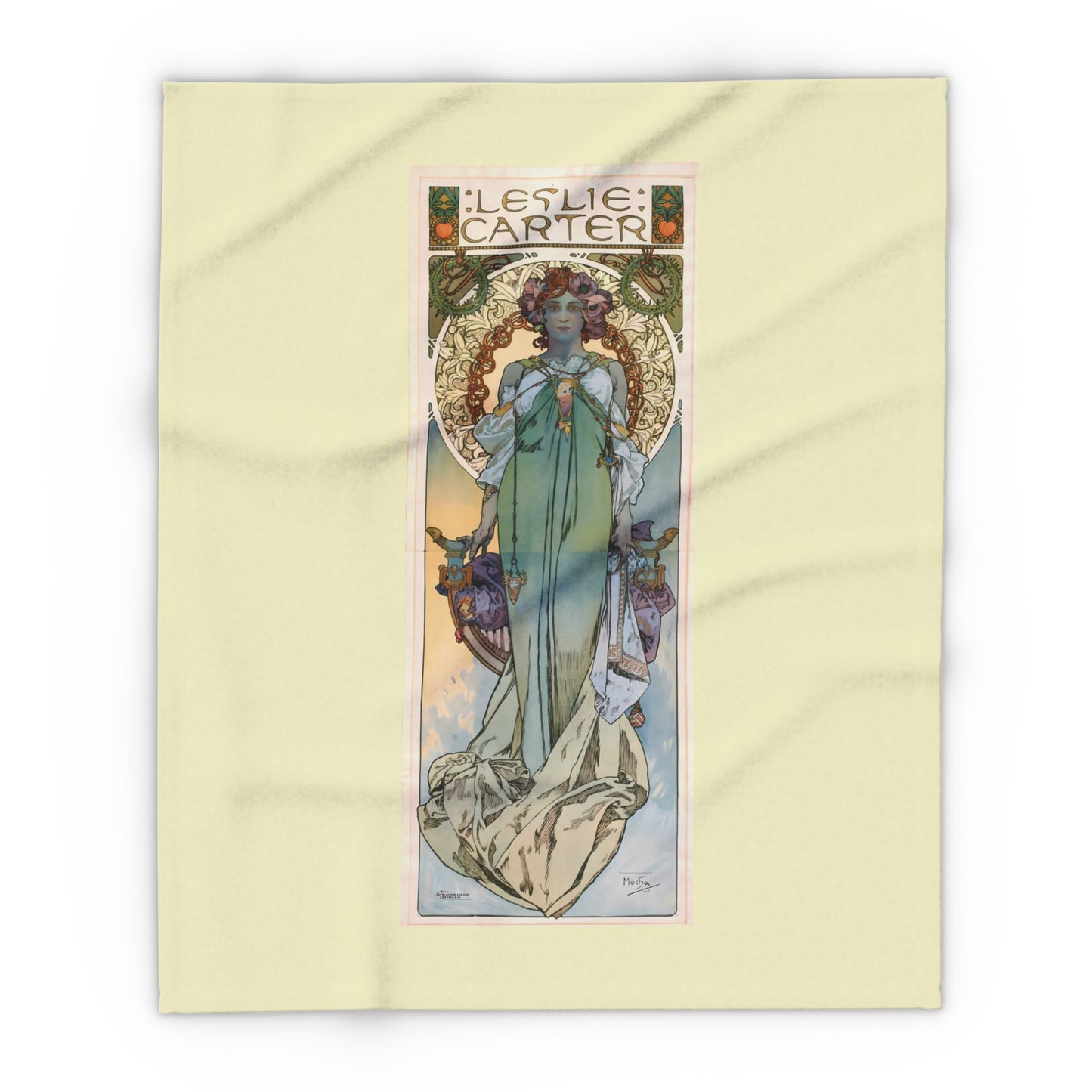 Arctic Fleece Blanket: 1908 Leslie Carter Poster by Alphonse Mucha, Art Nouveau, Cozy Winter Throw, Perfect Gift for Art Lovers