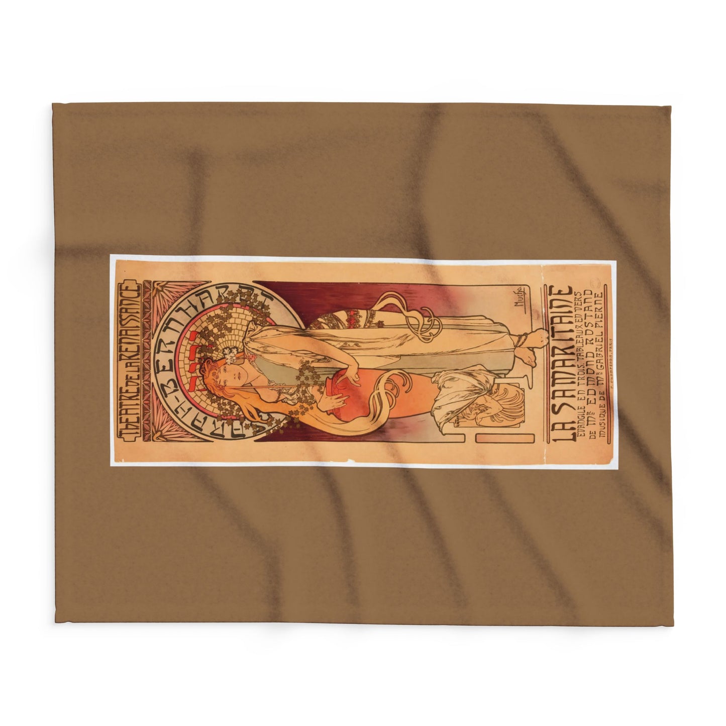 Arctic Fleece Blanket: 1897 La Samaritaine, Sarah Bernhardt, by Alphonse Mucha, Art Nouveau, Cozy Winter Throw, Perfect Gift for Art Lovers