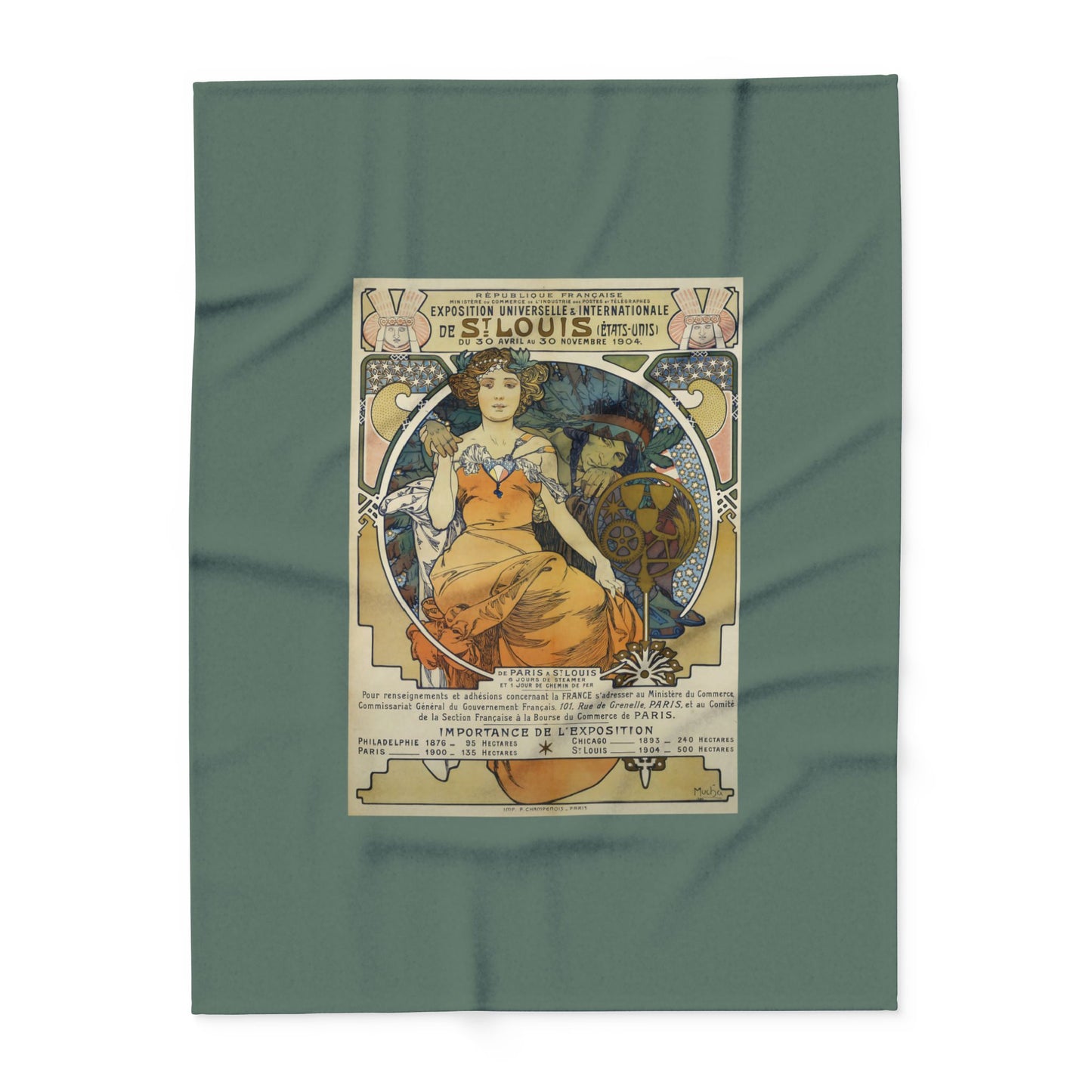 Arctic Fleece Blanket: 1904 St. Louis World's Fair Poster Design by A. Mucha, Art Nouveau, Cozy Winter Throw, Perfect Gift for Art Lovers