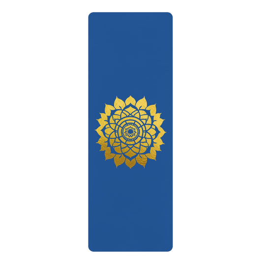 Mandala Rubber Yoga Mat: Non-Slip Suede Top & Natural Rubber Bottom, Colorful Lotus Design, 24×70" Cushioning for Yoga, Pilates, Meditation