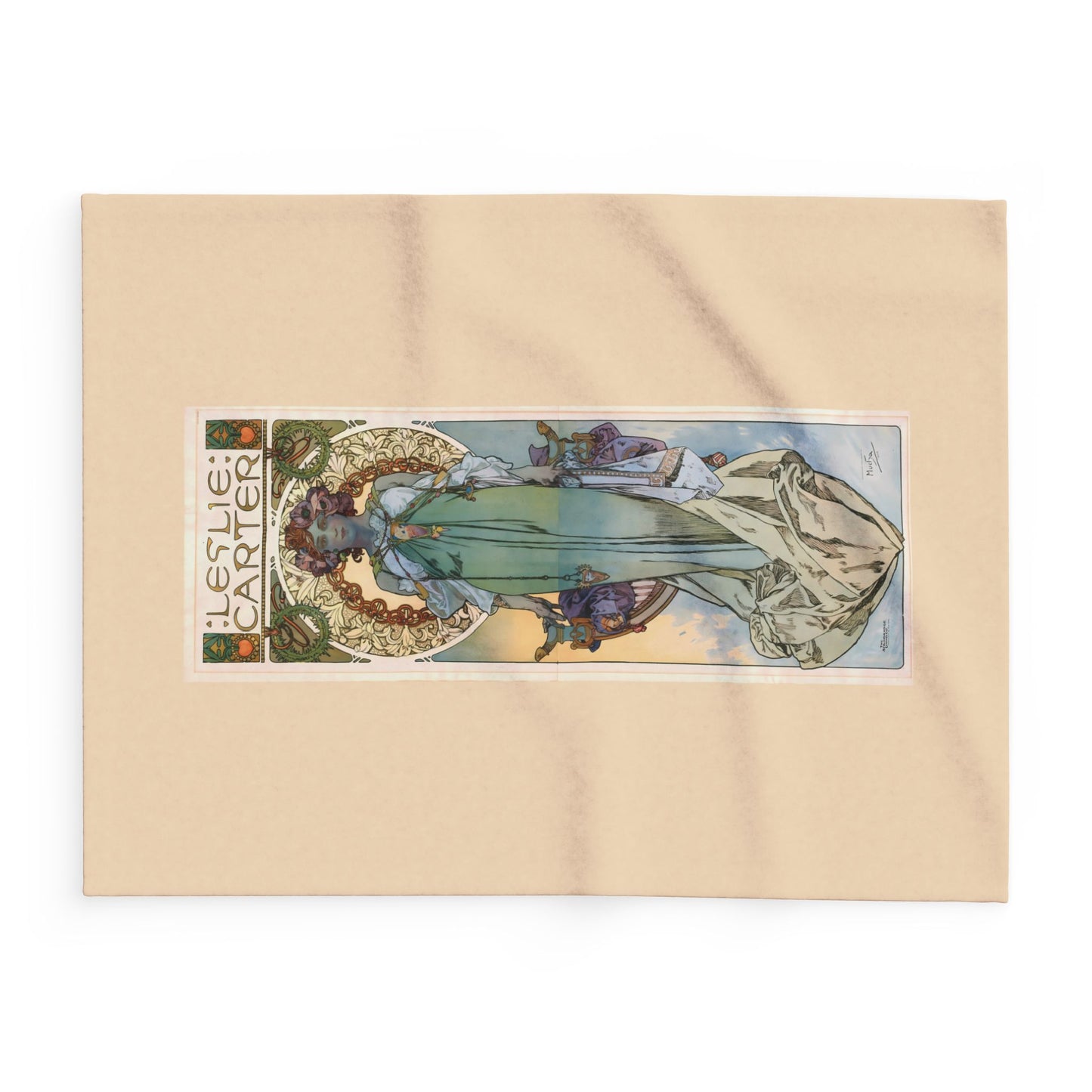 Arctic Fleece Blanket: 1908 Leslie Carter Poster by Alphonse Mucha, Art Nouveau, Cozy Winter Throw, Perfect Gift for Art Lovers